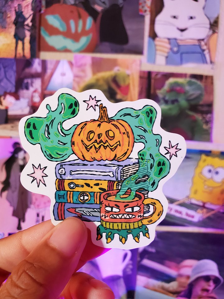 A Hallowed Trifecta - Hawt Coffee, Spooky Reads, and, um, a Pumpkin? - Sticker product image (1)