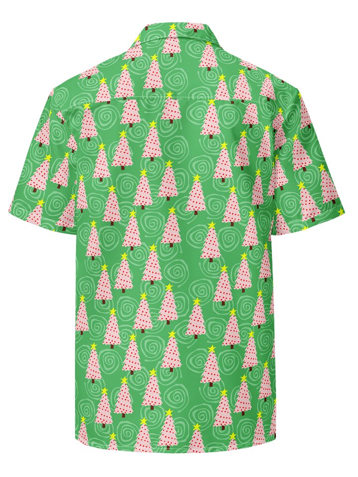 Pink Christmas Trees on Mint Green Oversized Button-Down Shirt product image (2)