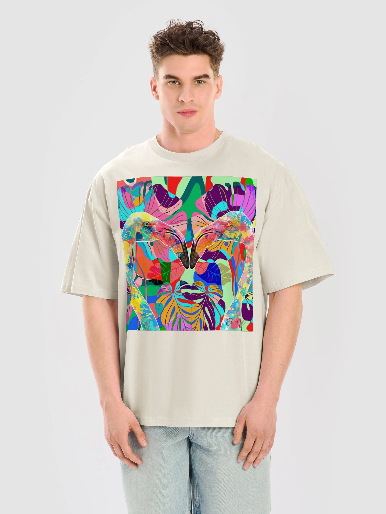 Avian Devotion Collage Art by Edward Martin Oversized Tee product image (9)