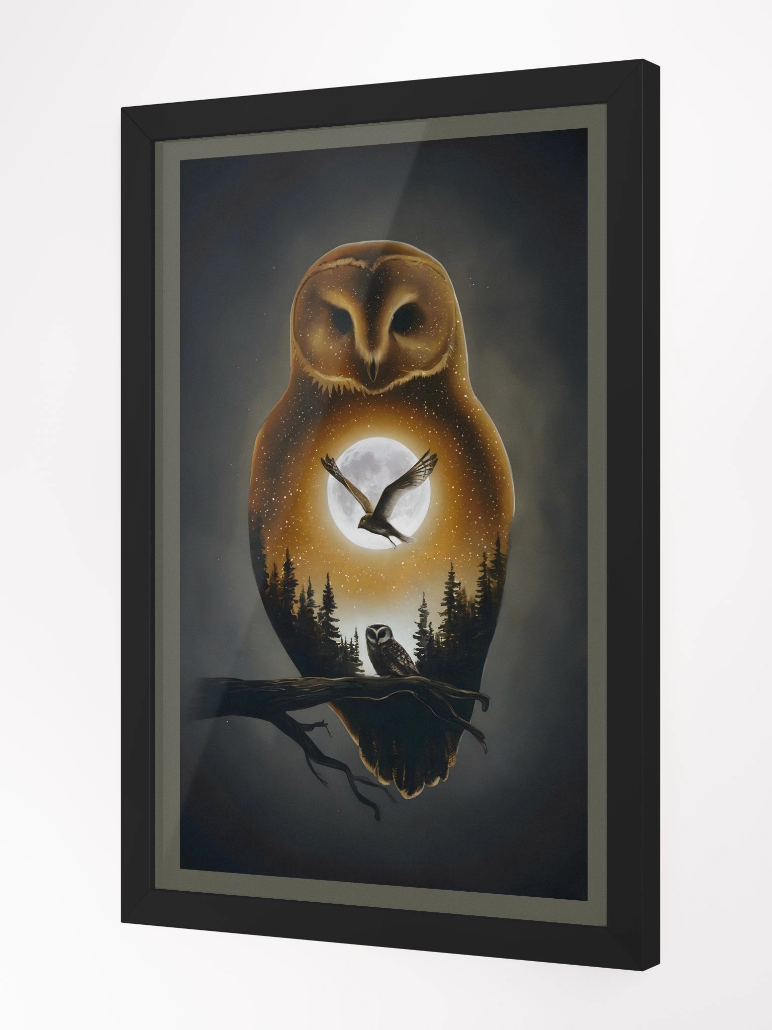 The Owl Within the Moonlight - Framed - Owl & Moon Wall Art Print product image (2)