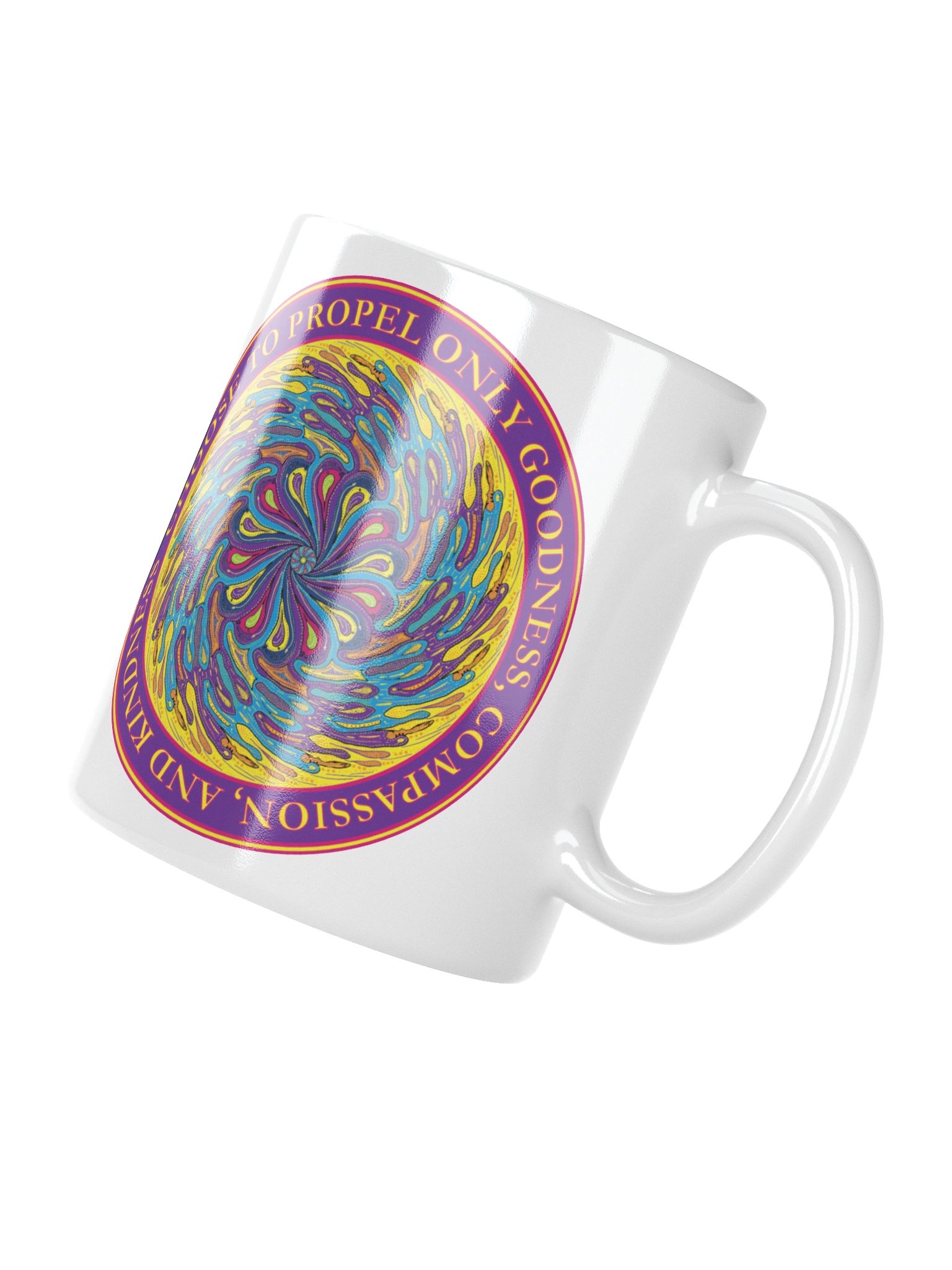 Inspirational White Ceramic Mug Says: "Choose To Propel Only Goodness, Compassion, and Kindness" product image (8)
