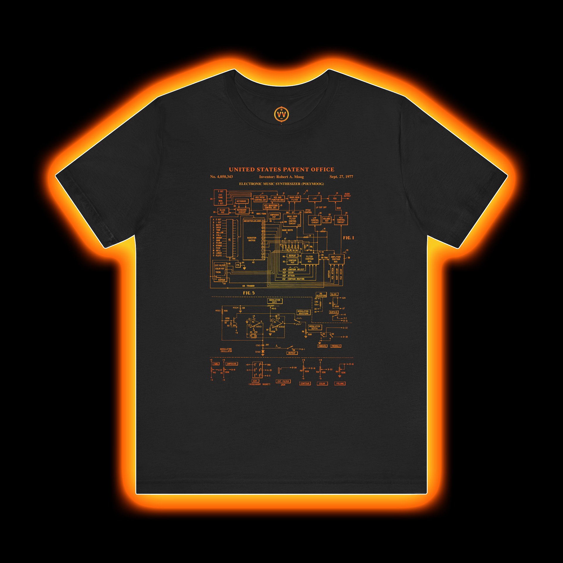 Polymoog T-Shirt - Moog Synth Patent 1977 (Vintage Analog Synthesizer) product image (1)