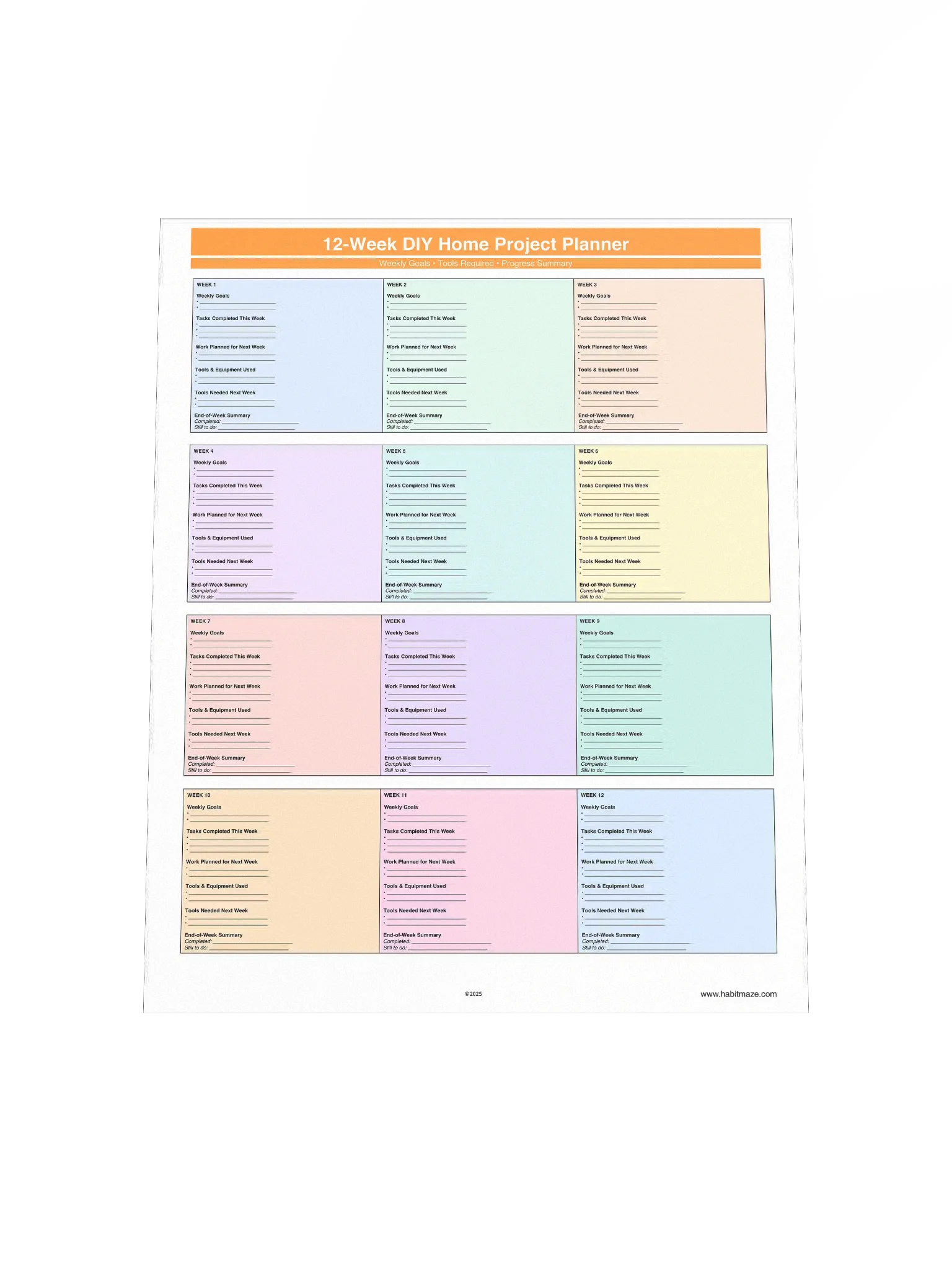 12 Week DIY Home Project Planner product image (5)