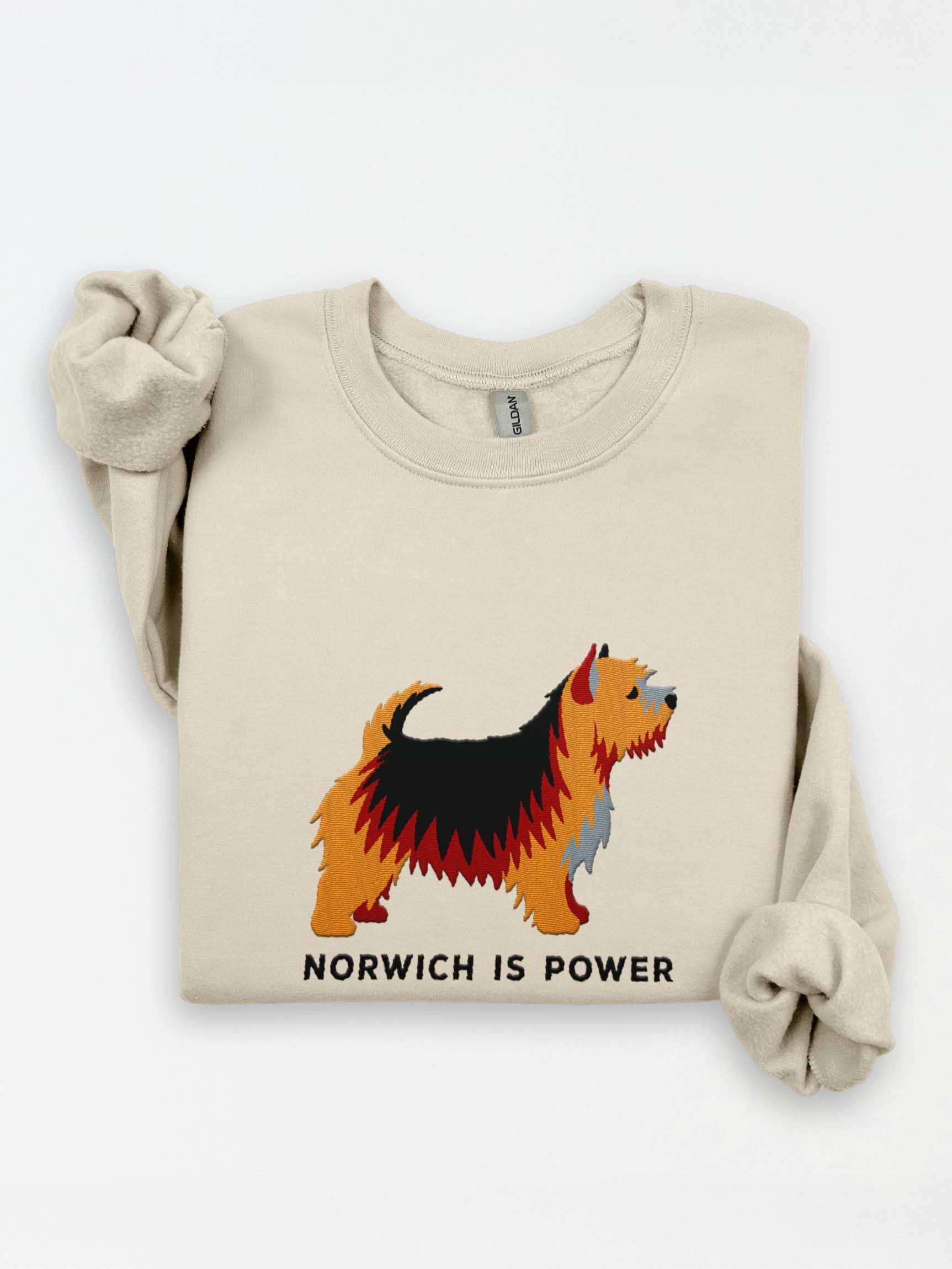 Norwich Is Power Sweatshirt (Embroidered) of a Norwich Terrier(Black & Tan) product image (1)
