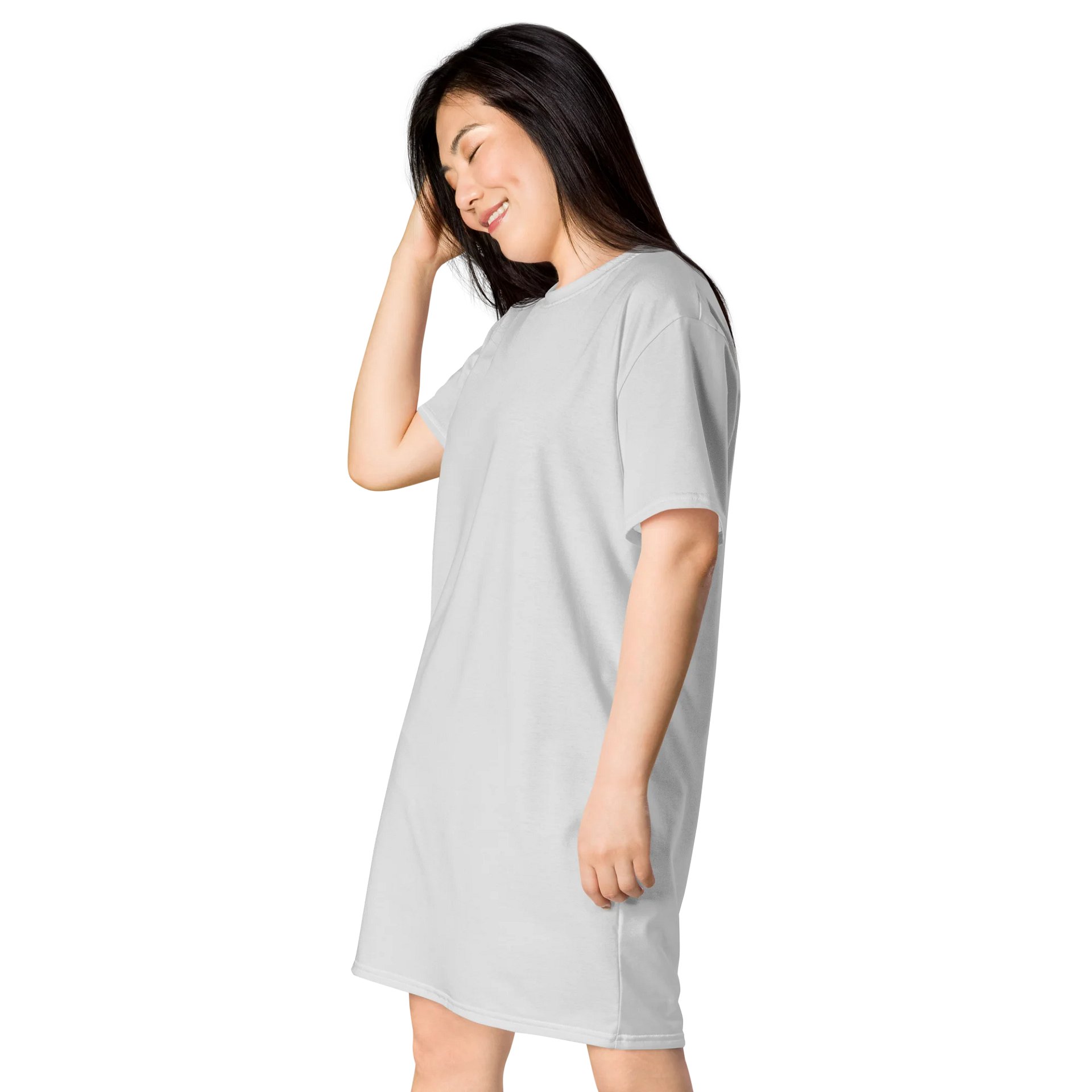 Whisper Grey Oversized T-Shirt Dress | Stretchy Fabric | Casual or Formal Style | Sizes 2XS-6XL | Exclusive Design product image (3)