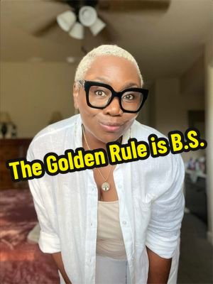 The Golden Rule is a control mechanism that keeps you in check while allowing people in power to run amuck 🥴.  Turn the Golden Rule into a Golden Sword that empowers you to set and maintain boundaries. Don’t let people make a fool of you and strip you of your inherent power.  You are worthy of and deserve better.  #goldenrule #setboundaries #blackwomenover50 #selfdevotion 