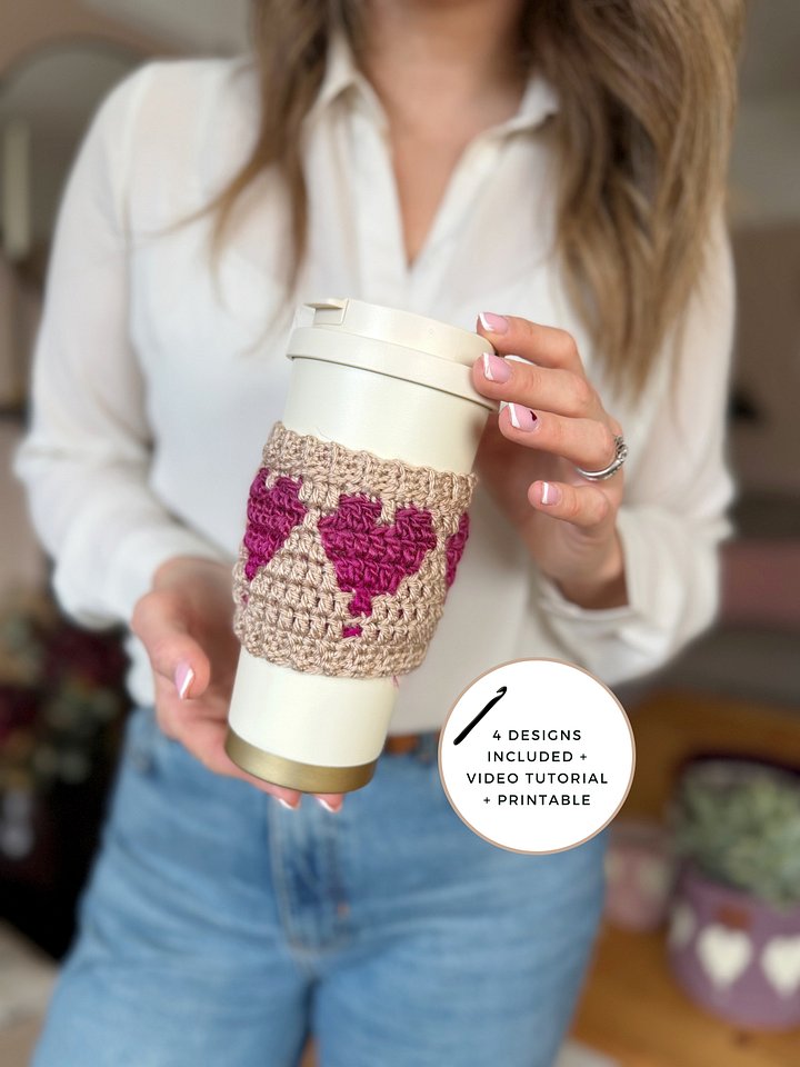 Happy Hearts Coffee Cup Cozy product image (2)