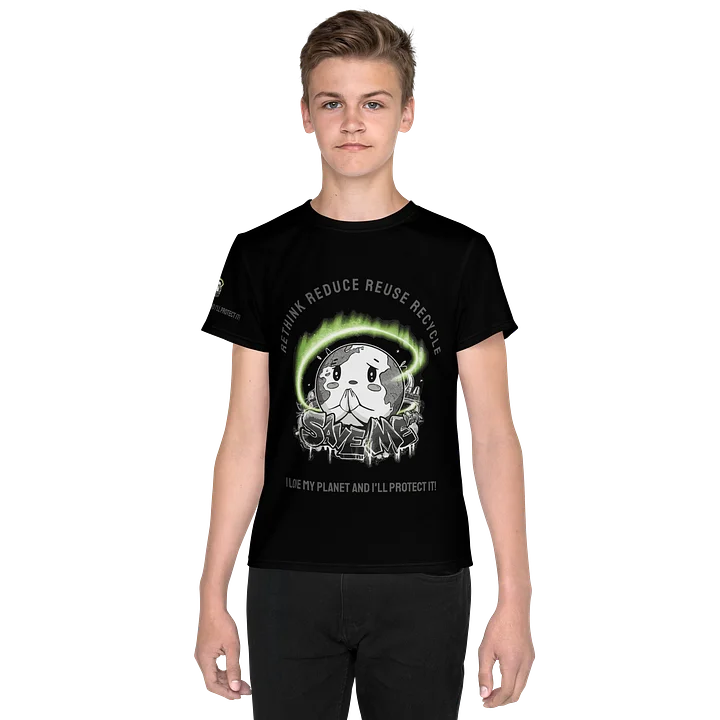 Save Me Youth Crew Neck T-Shirt | Eco-Friendly Style for Young Activists product image (1)