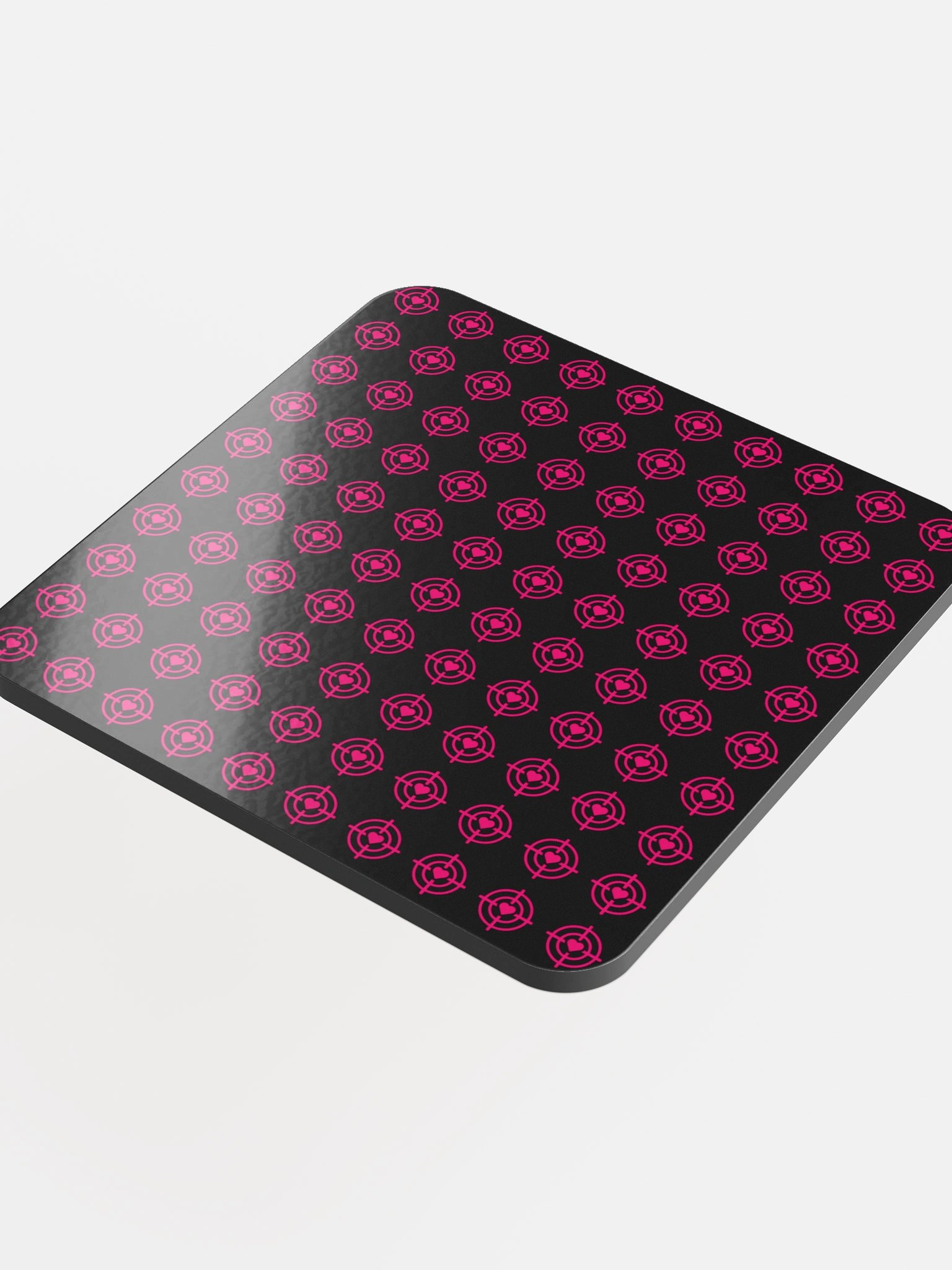 Pink Heart Crosshair Glossed Cork Coaster product image (2)