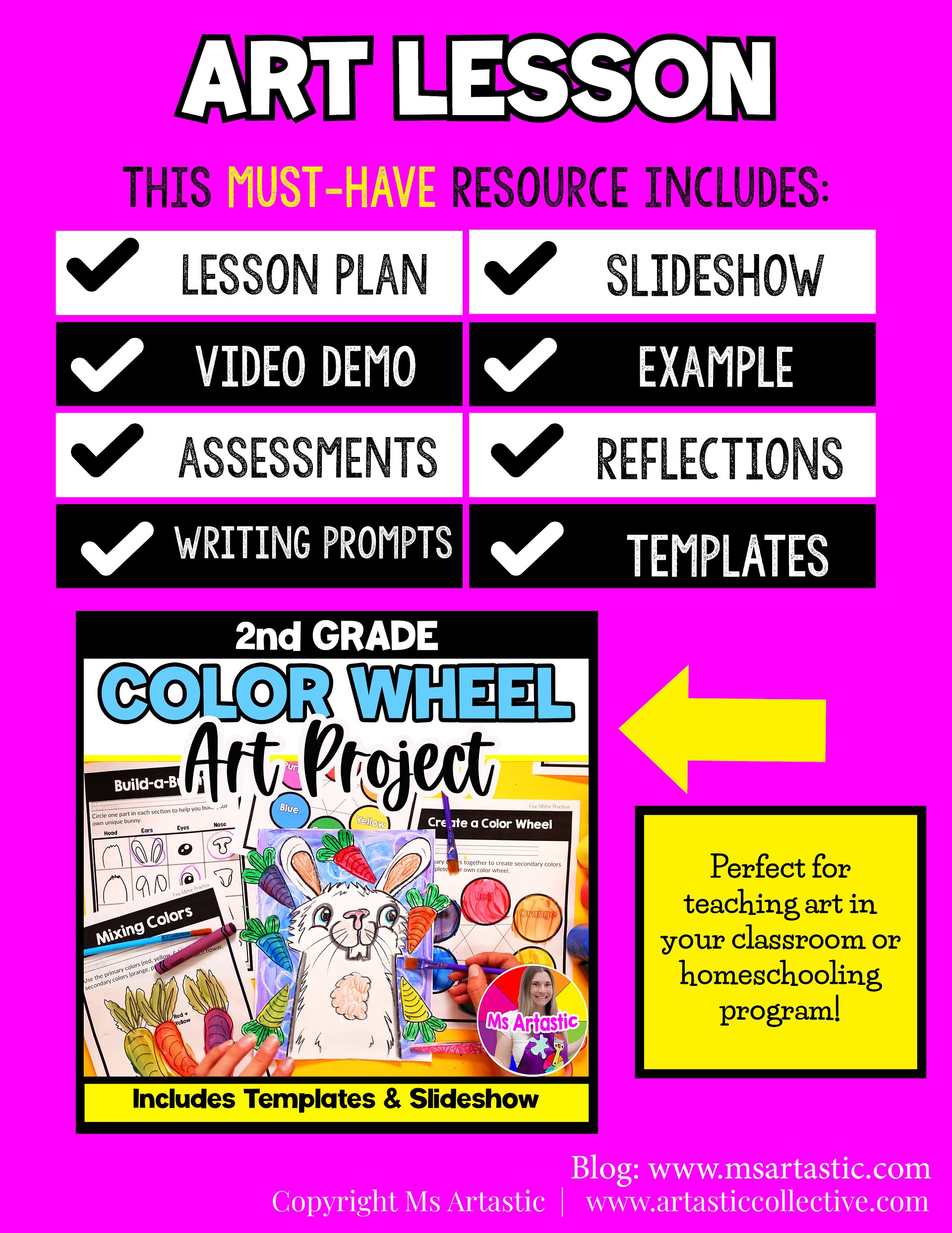 Color Wheel Art Lesson 2nd Grade Element of Art Project Colors Bunny Art Project product image (5)