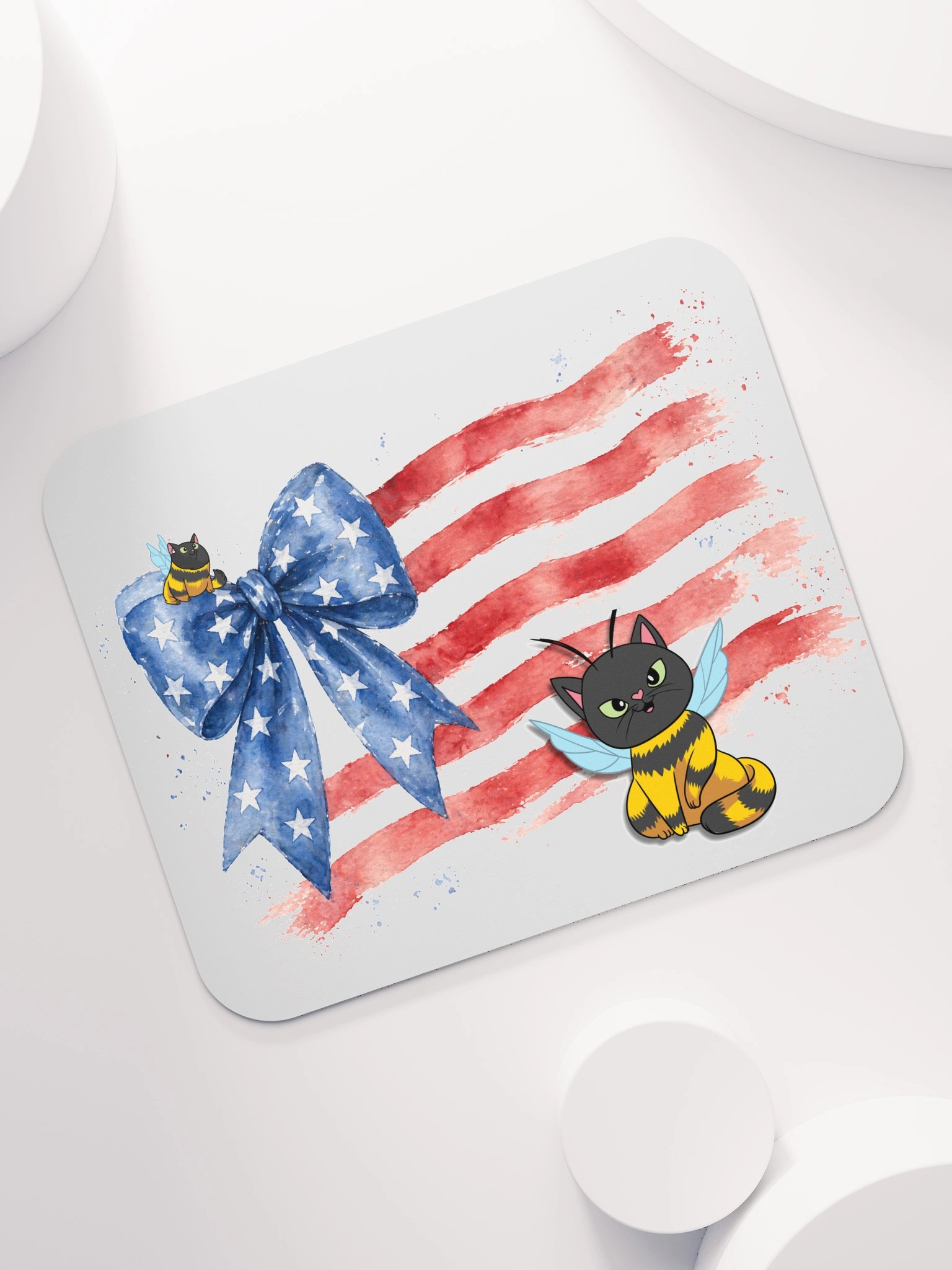 Patriotic Bee Cat Mouse Pad product image (7)