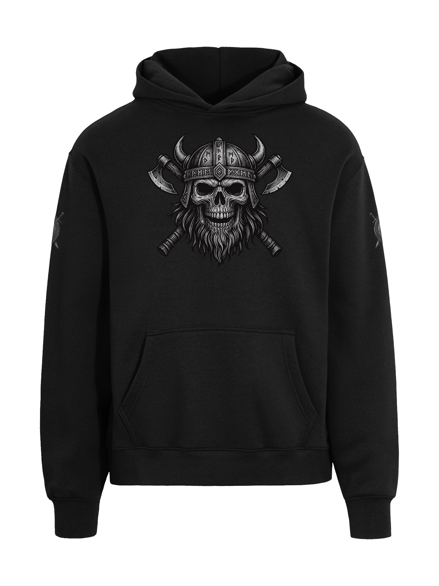 AS Colour Unisex Premium Oversized Hoodie - Norse Skull Front with Shield Sleeve Design product image (3)