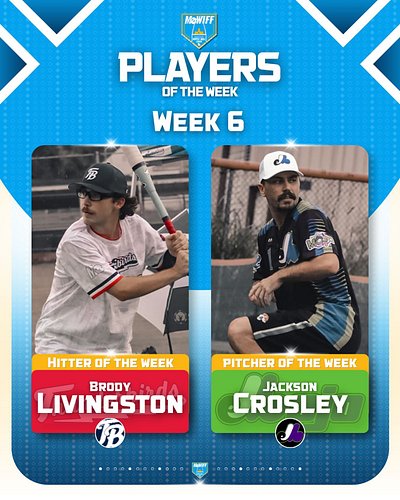 🎉 Week 5 Players The Week! 🎉 

Hitter Of The Week:
@brody.livingston.wiffs - @mowiff_thunderbirds 

Brody goes 6/9 with 5 RBI...