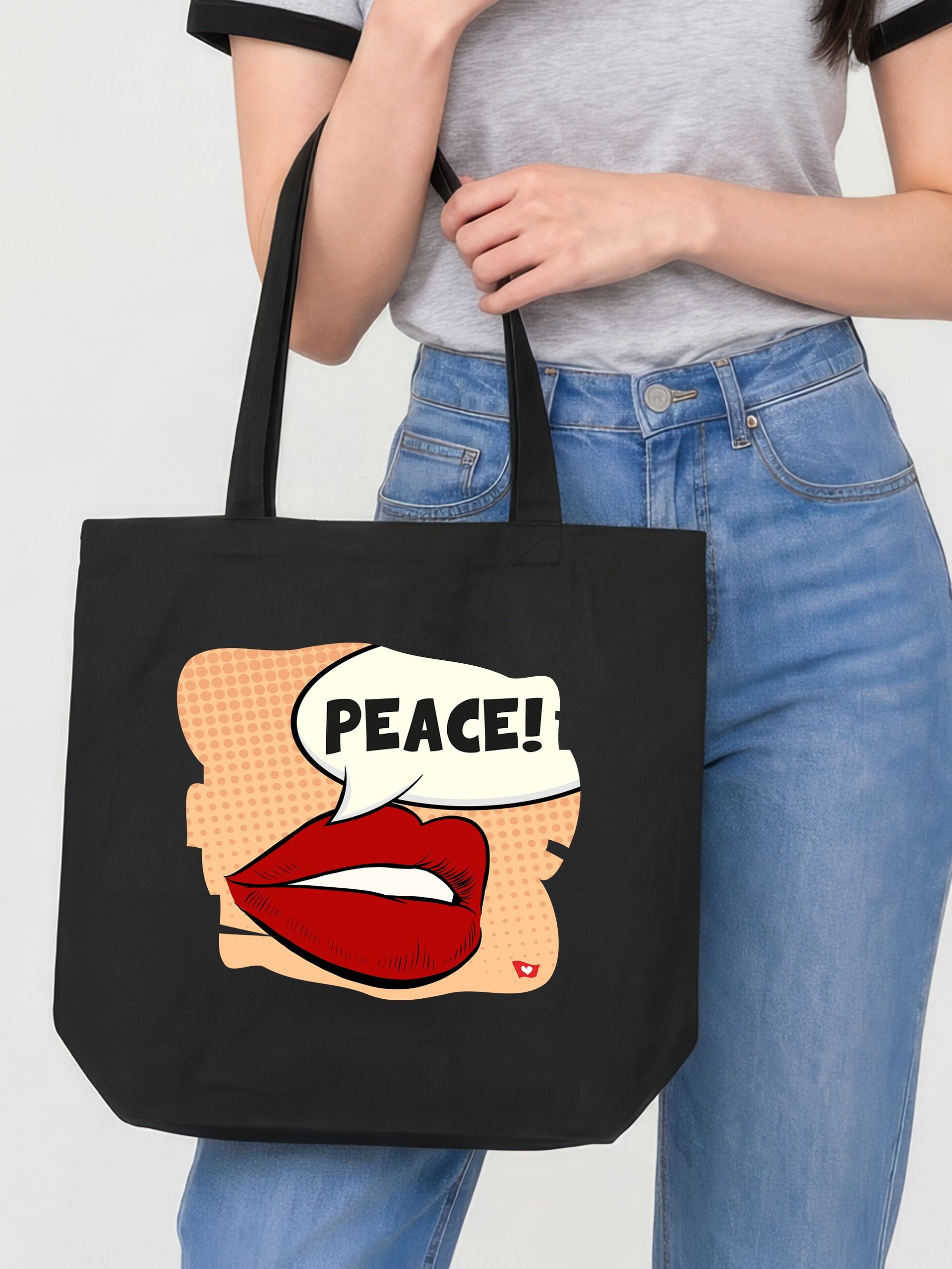 Organic Tote Bag, PEACE. Vintage Style product image (1)