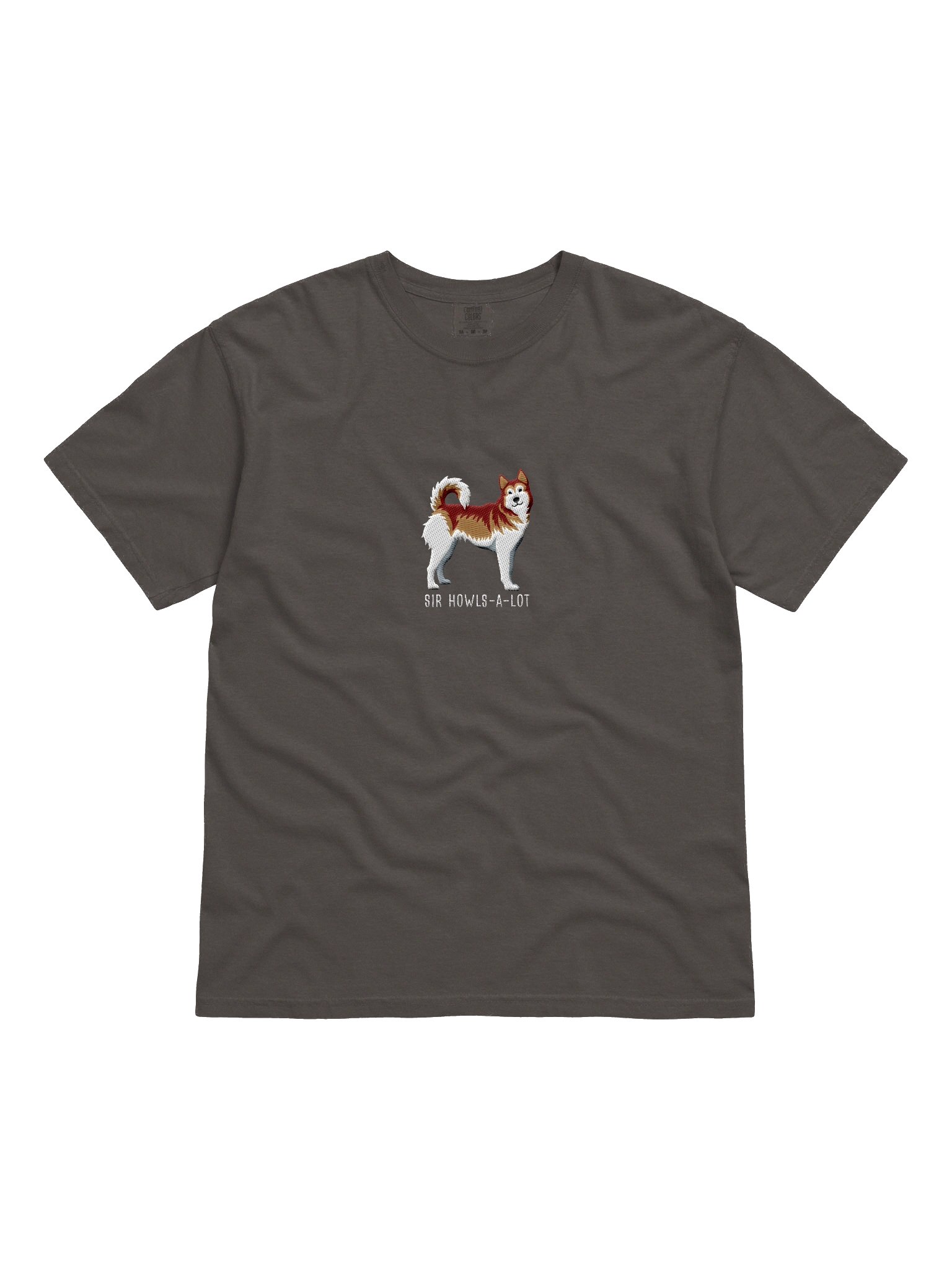 Sir Howls-A-Lot T-Shirt(Embroidered) of a Siberian Husky(Brown) product image (4)