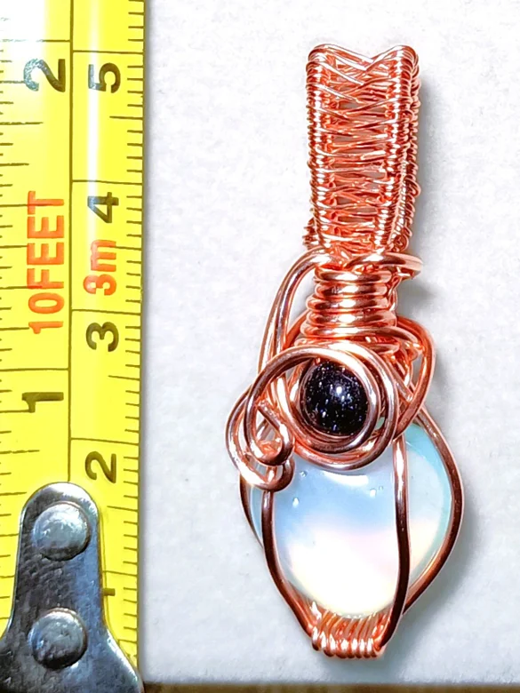 Hand-Wrapped Opalite Heart Pendant | Rose Gold-Tone | "Celestial Glow" product image (5)