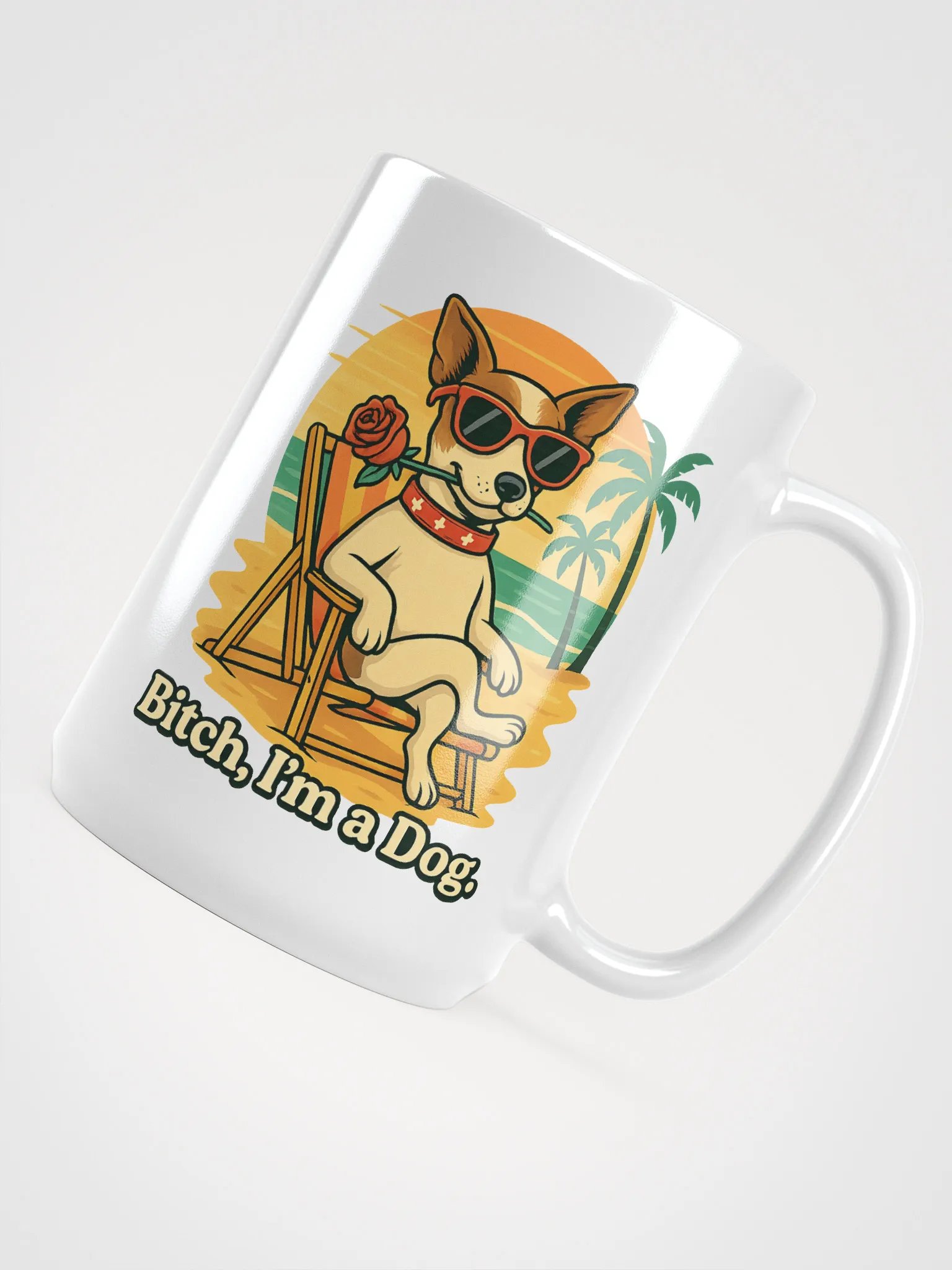 Beach Bum Dog White Glossy Mug product image (4)