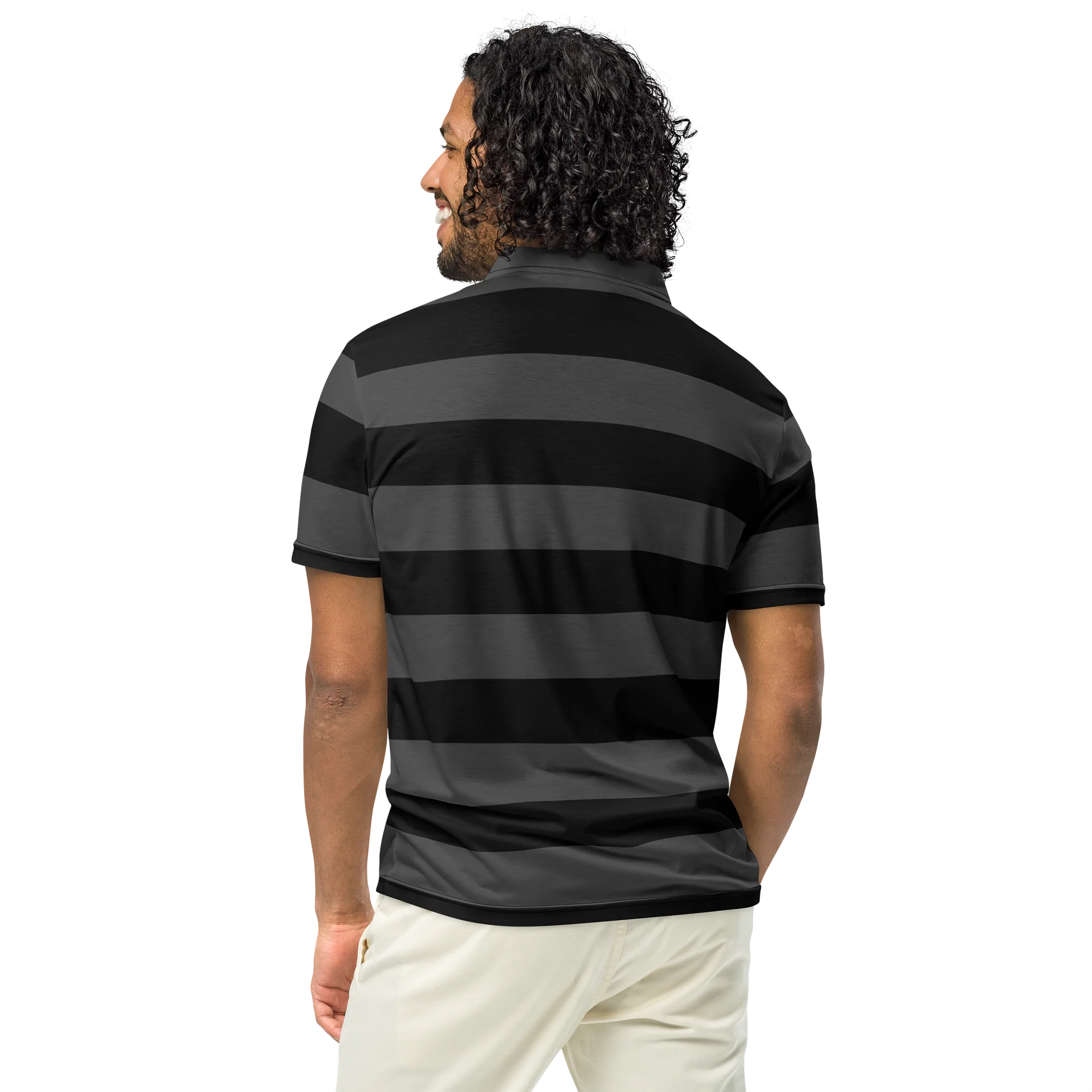 Blaque, Grey and White Stripped Kat Skull Polos product image (5)