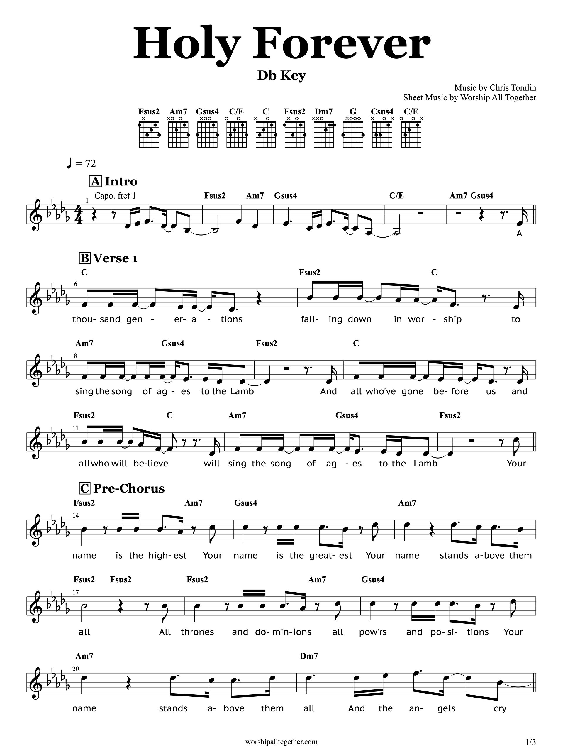 Holy Forever - Chris Tomlin | Sheet Music, Chord, Lyrics product image (1)