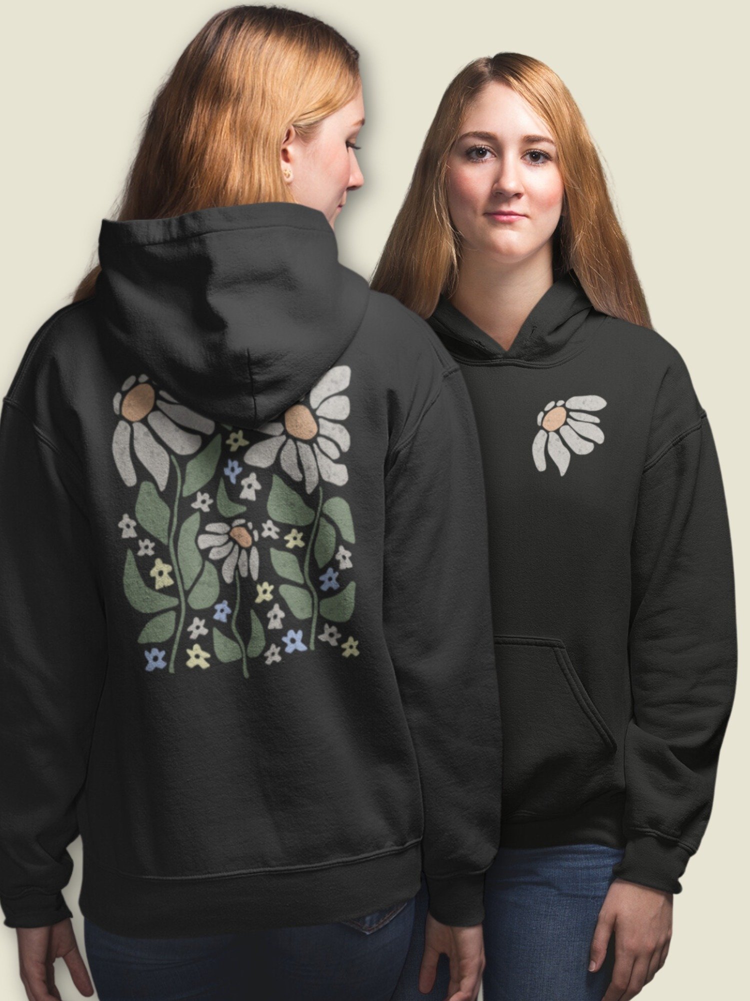 Minimalist Subtle Meeples Pastel Floral Hoodie for Board Gamers product image (1)