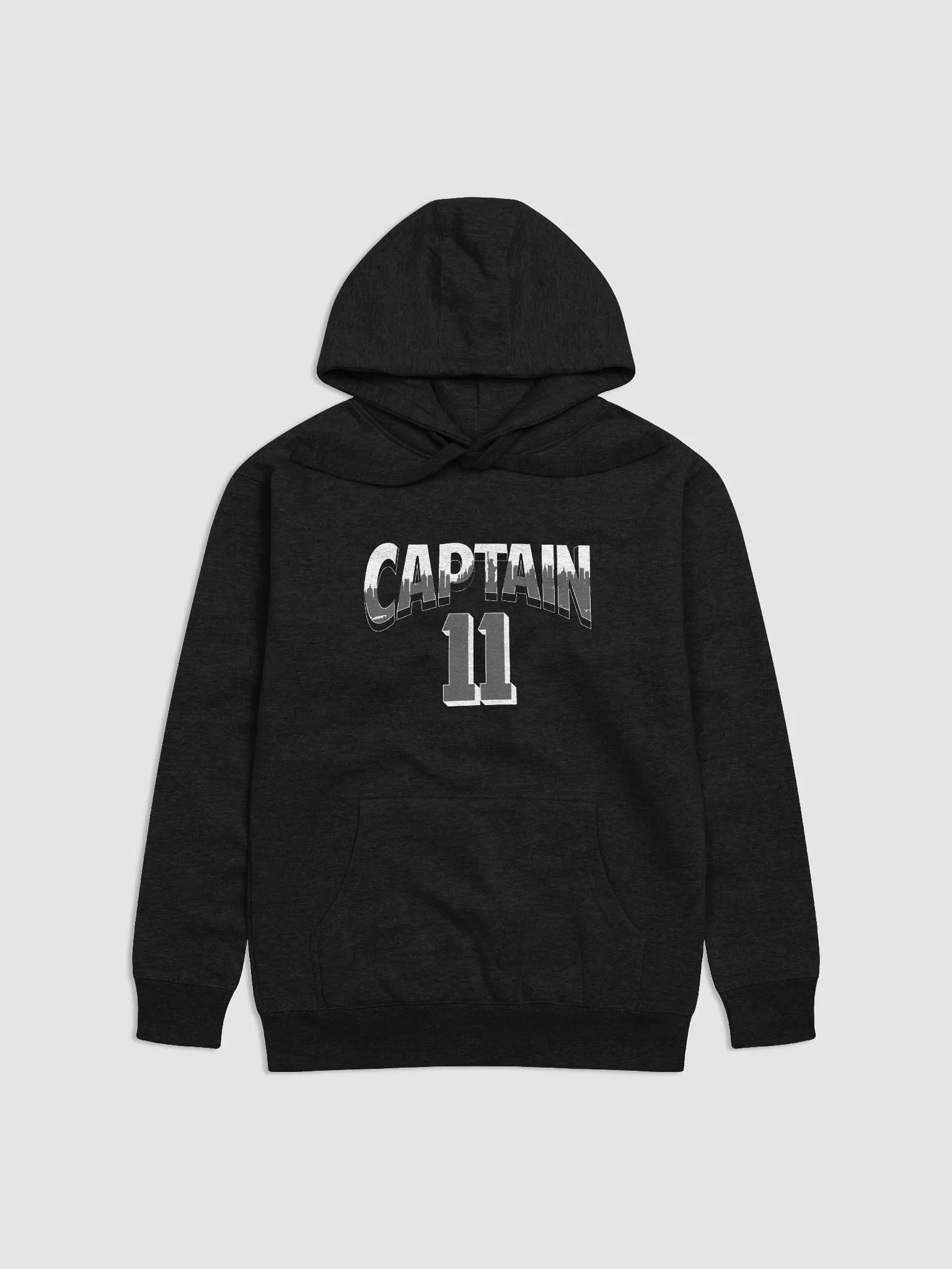 Product Title: Captain 11 New York Skyline Premium Black Hoodie (Monochrome Edition) product image (1)
