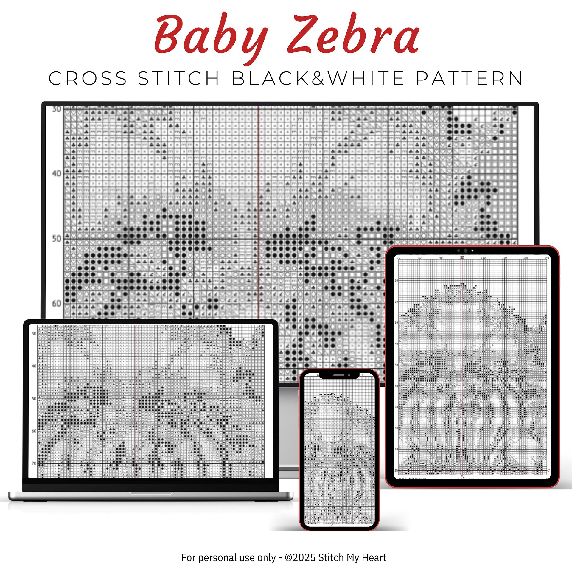 Baby Zebra Cross Stitch Pattern product image (4)