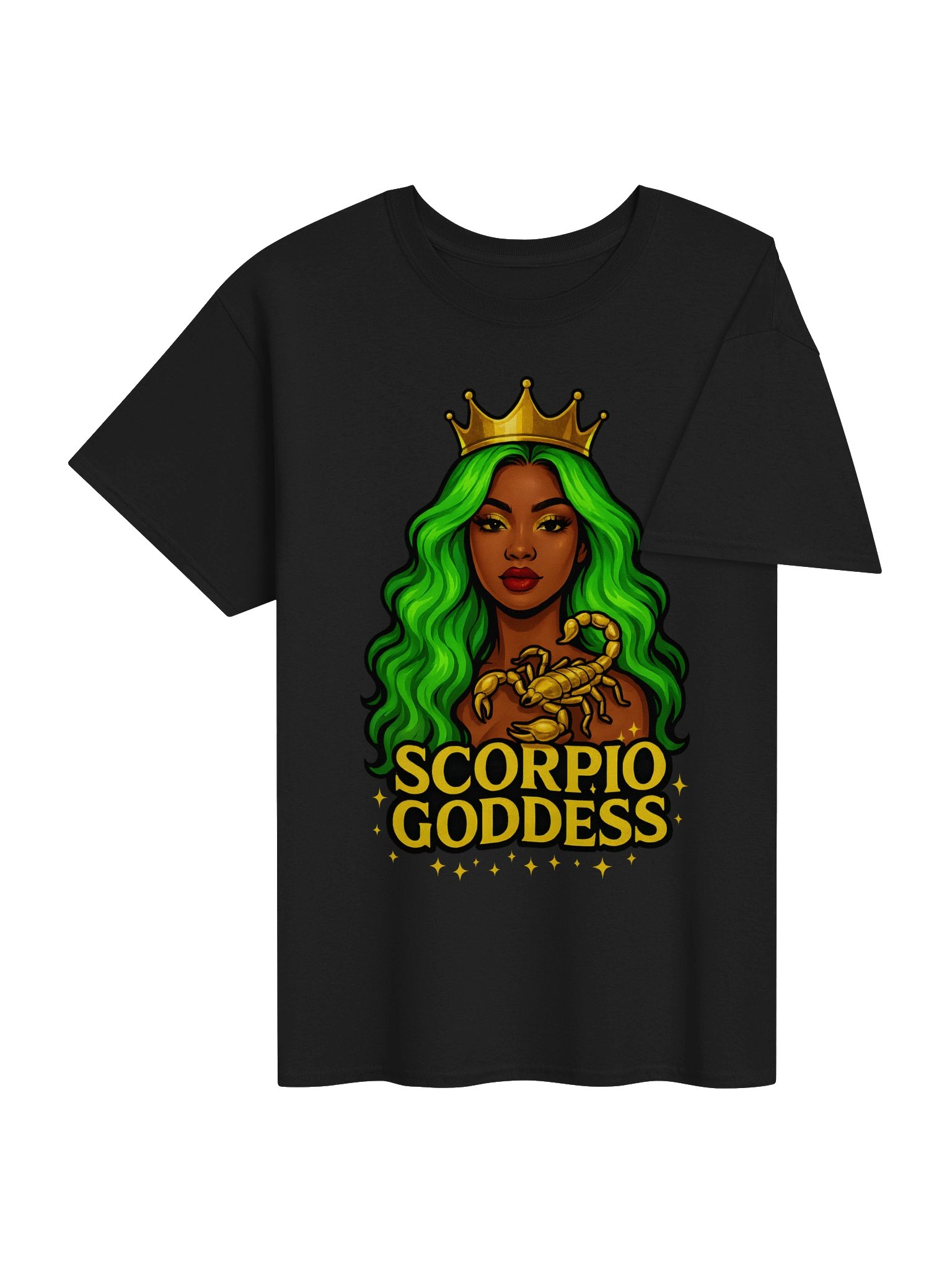 Neon Green Scorpio Goddess Gold Crown Tee product image (27)