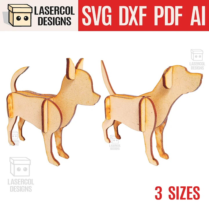 Dogs 3d Puzzle (3 Sizes) Set 2 - Laser Cut Files product image (1)