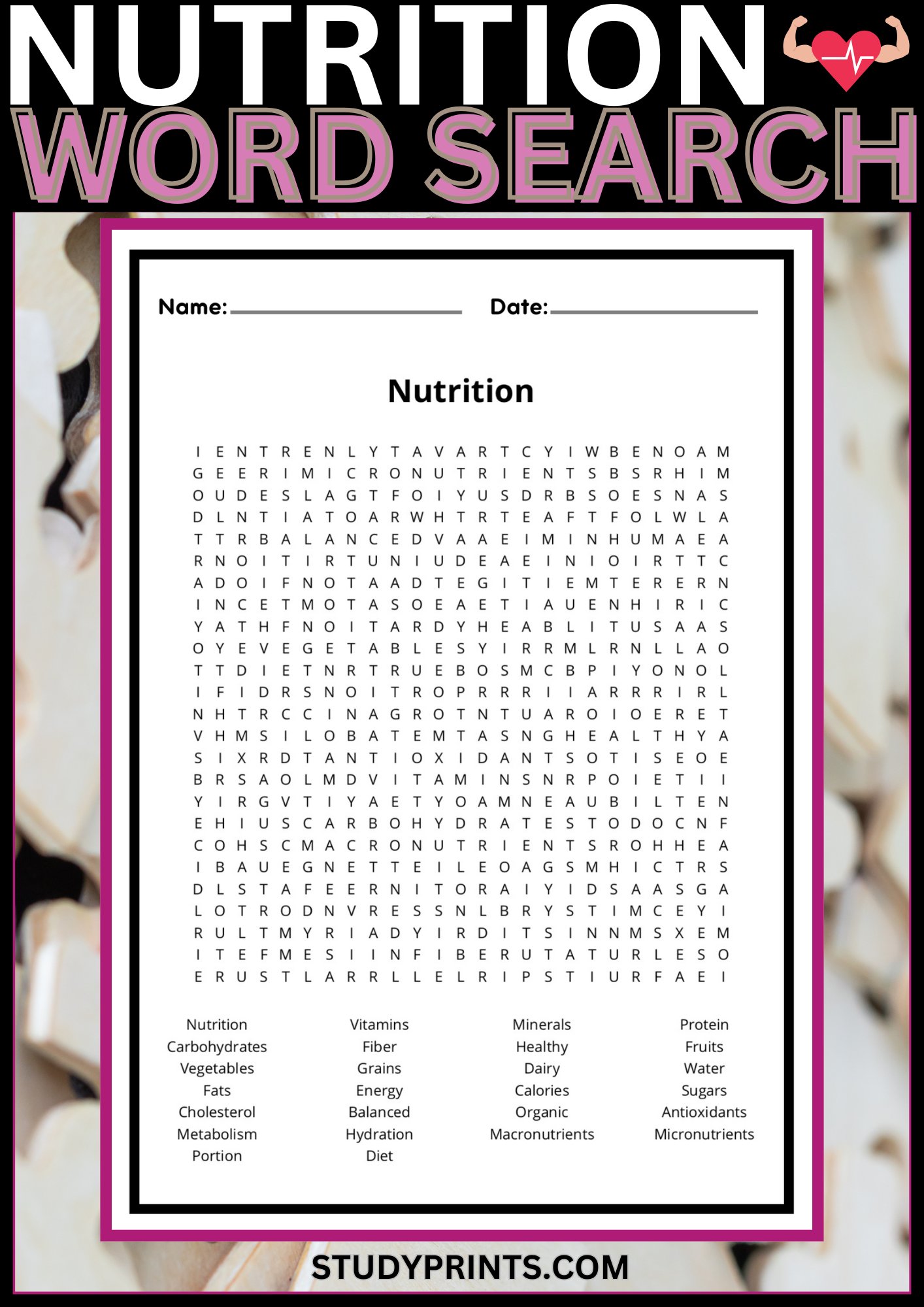Nutrition Word Search | Healthy Eating Vocabulary Activity product image (1)