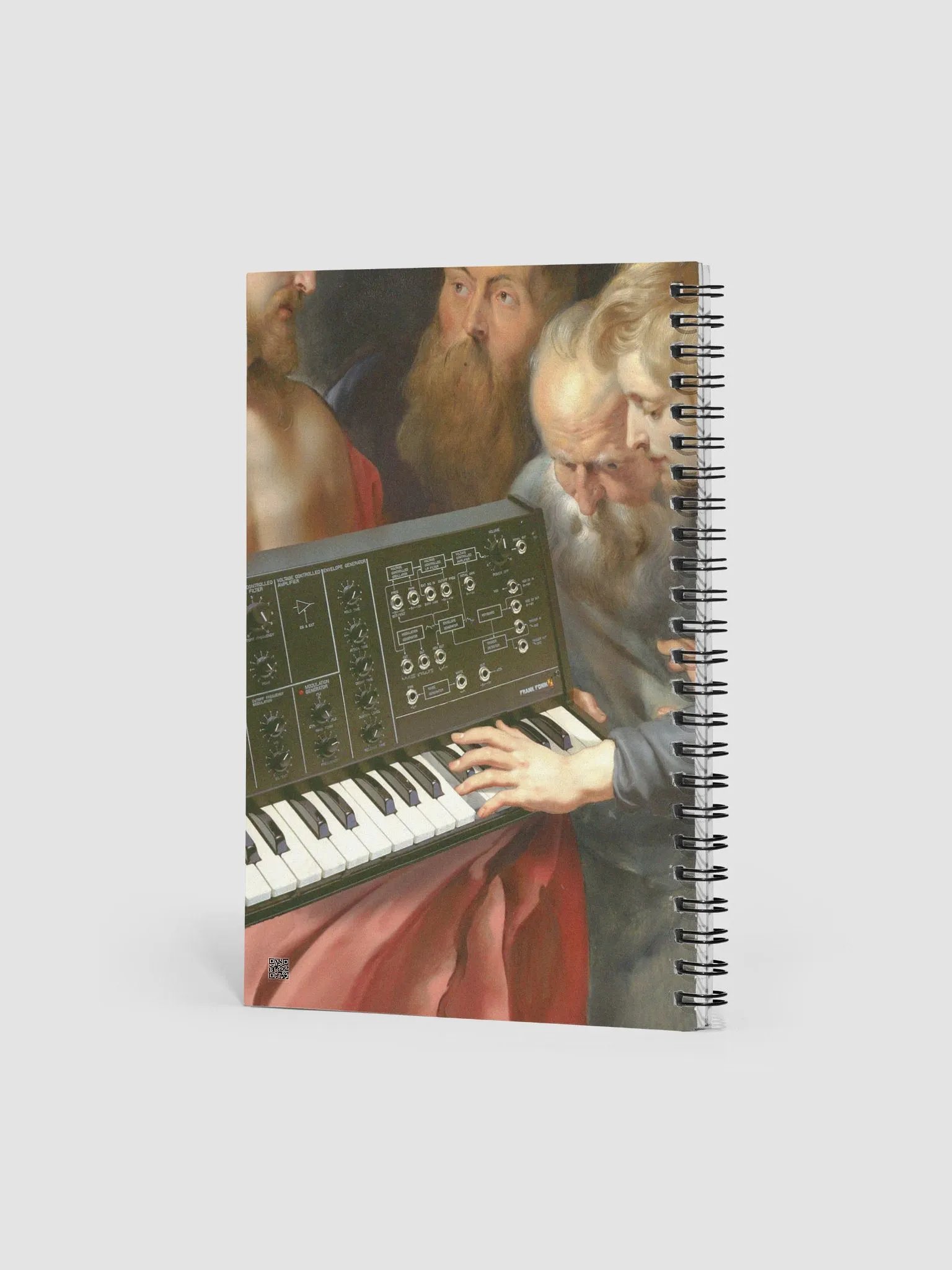He died for our synths, by Frank Fonik (EDM Techno ( M.S-10 Tribute) Spiral Notebook product image (2)