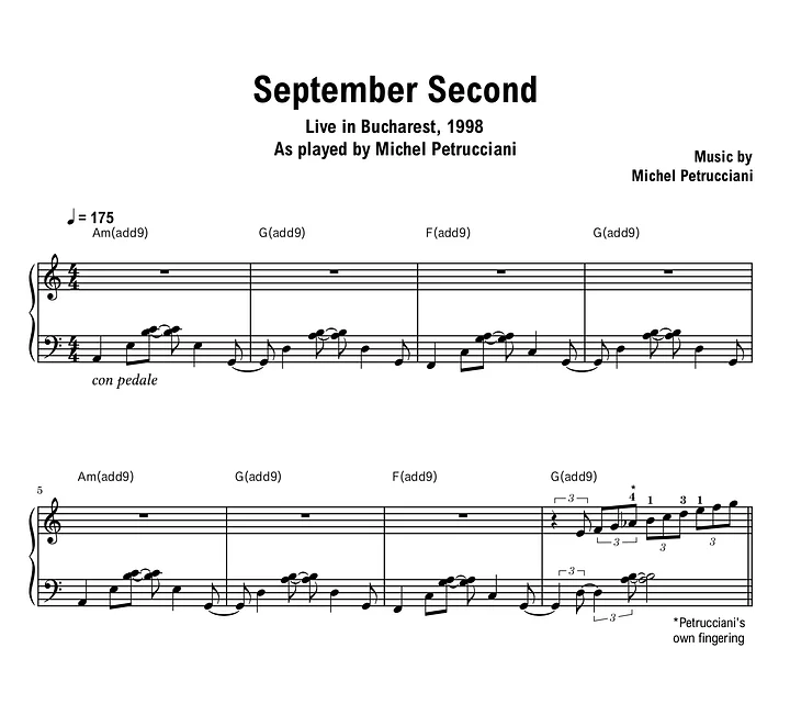 Michel Petrucciani - September Second (Bucharest) - Sheet music (PDF) product image (1)