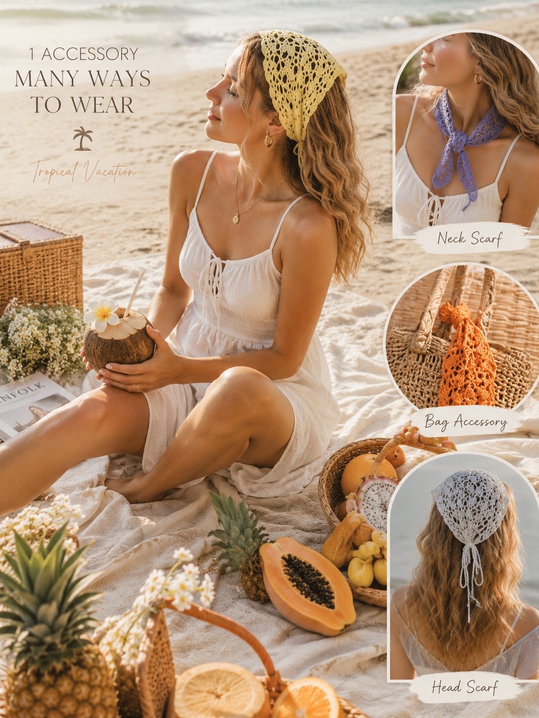 Handmade Crochet Bandana for Summer Vacation product image (7)