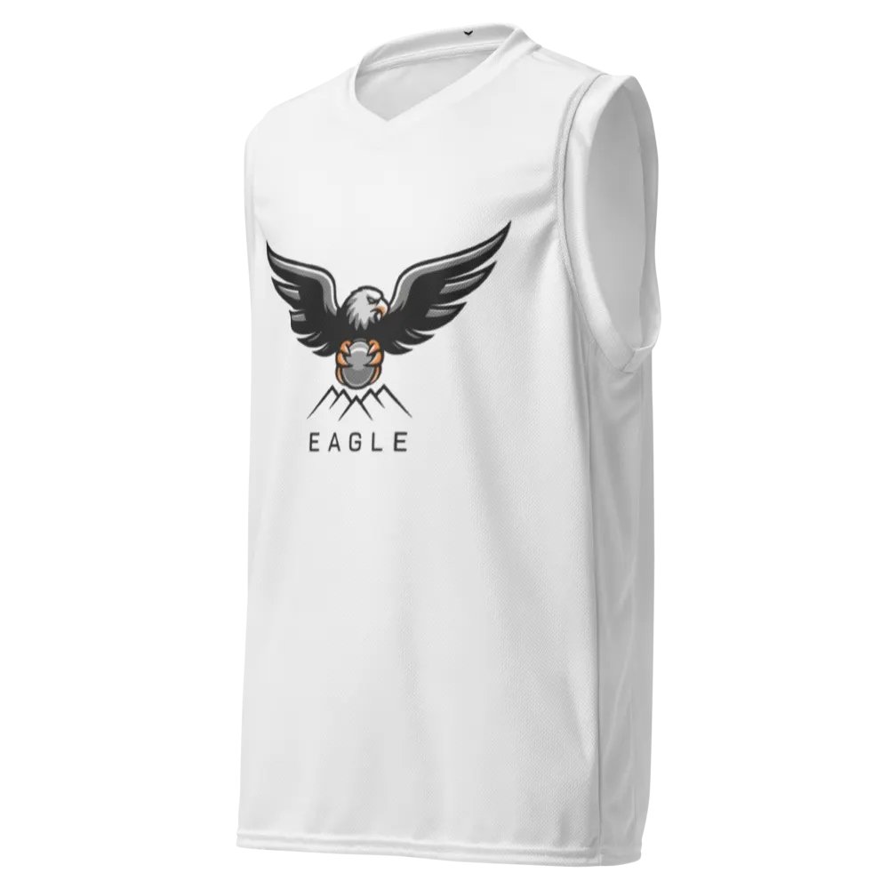 Eagle Recycled Unisex Basketball Jersey - White with Bold Eagle Design product image (1)