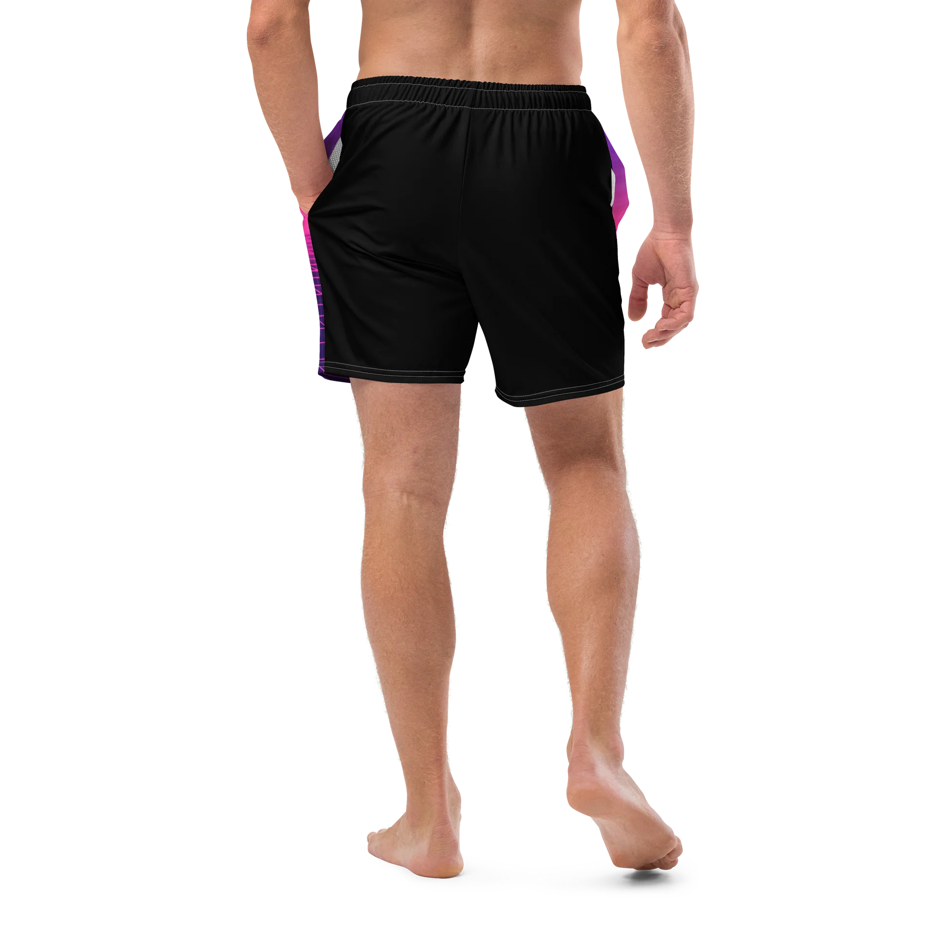 SUNSET SYNTHWAVE GRID SURFBOARD SHORT SWIM TRUNKS product image (10)