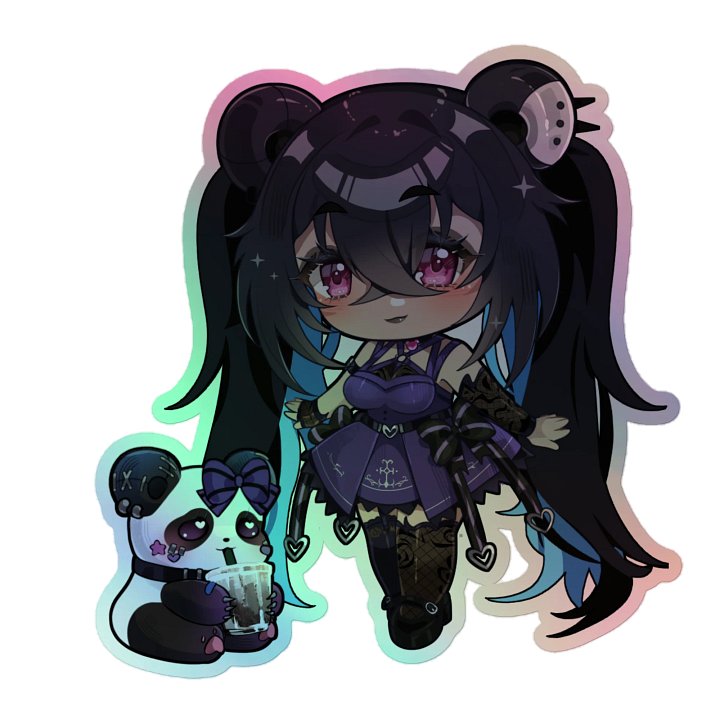 Goth Pnda Holographic Sticker product image (1)