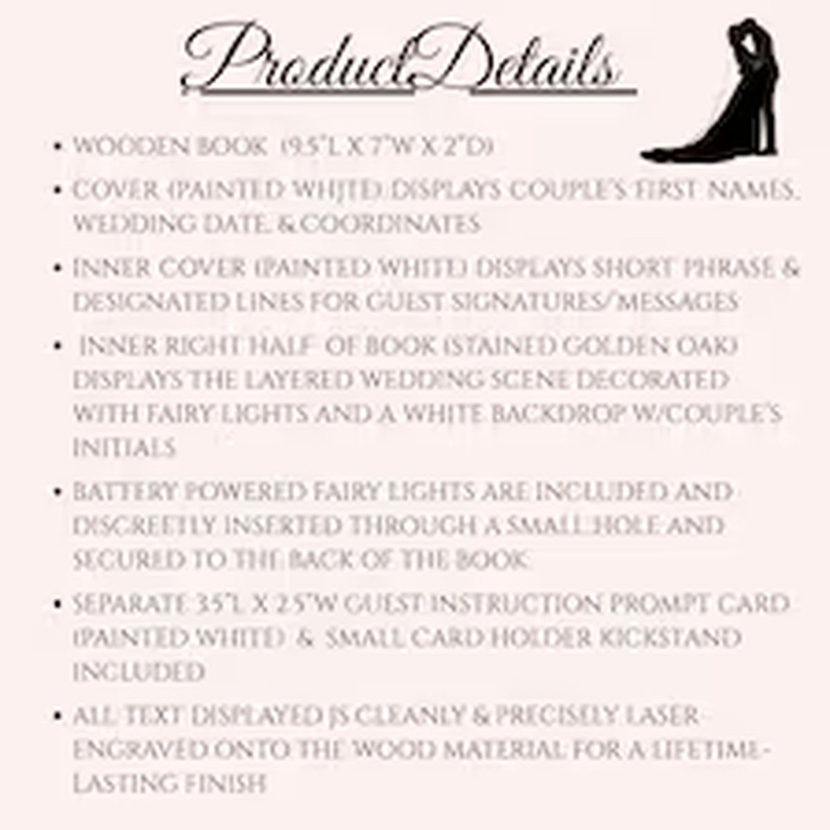 Personalized Wedding Guest Book Alternative, Unique Wooden Guestbook with Lights, Custom Keepsake product image (4)