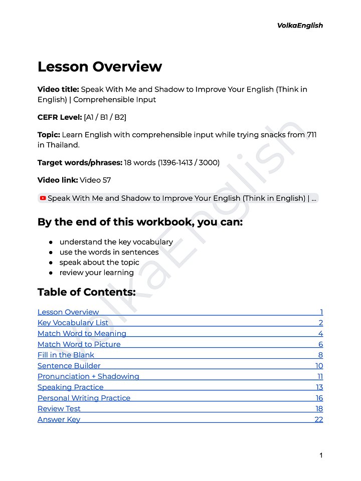 Speak With Me and Shadow to Improve Your English (Think in English) | Comprehensible Input - Video 57 Study Pack product image (2)