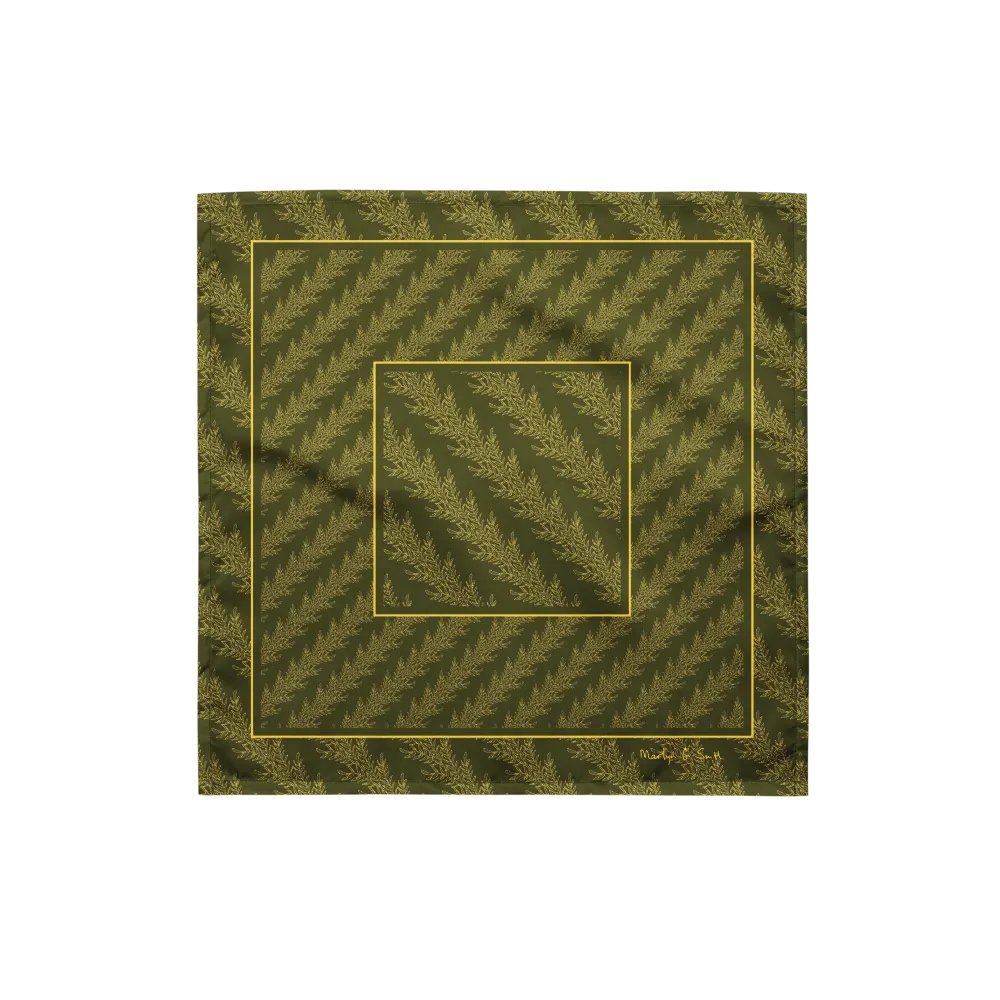 “Diagonal Stripe of Feathery Fronds” Bandana in Green product image (1)