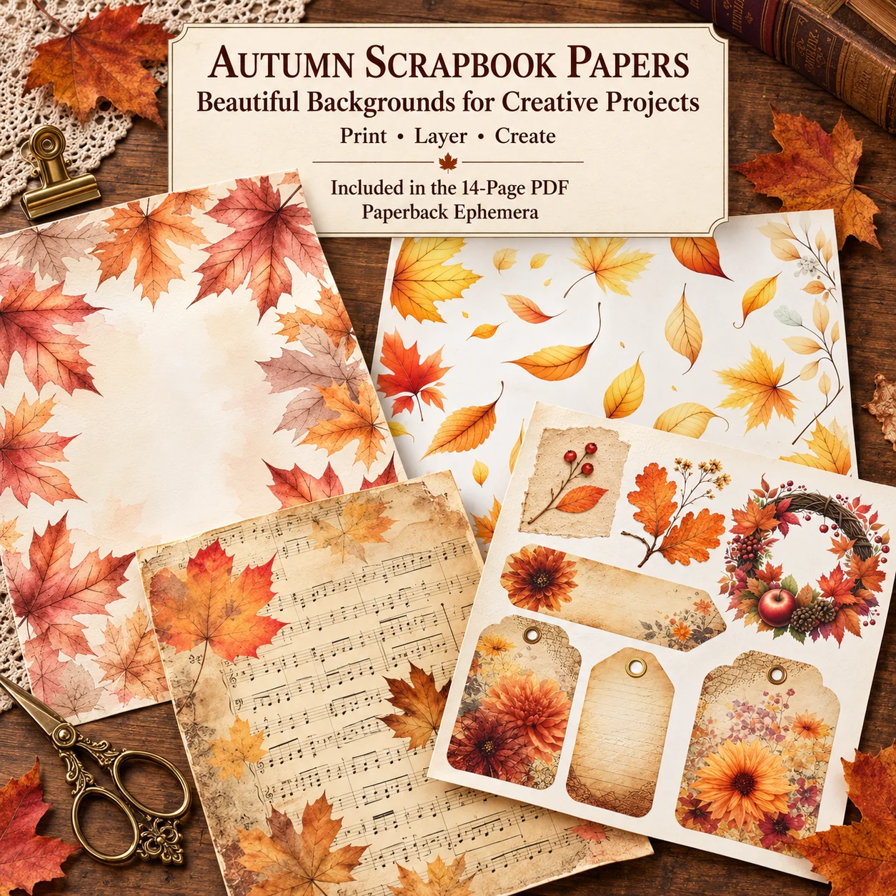 Autumn Ephemera Printable PDF | 14 Fall Journal Pages product image (3)