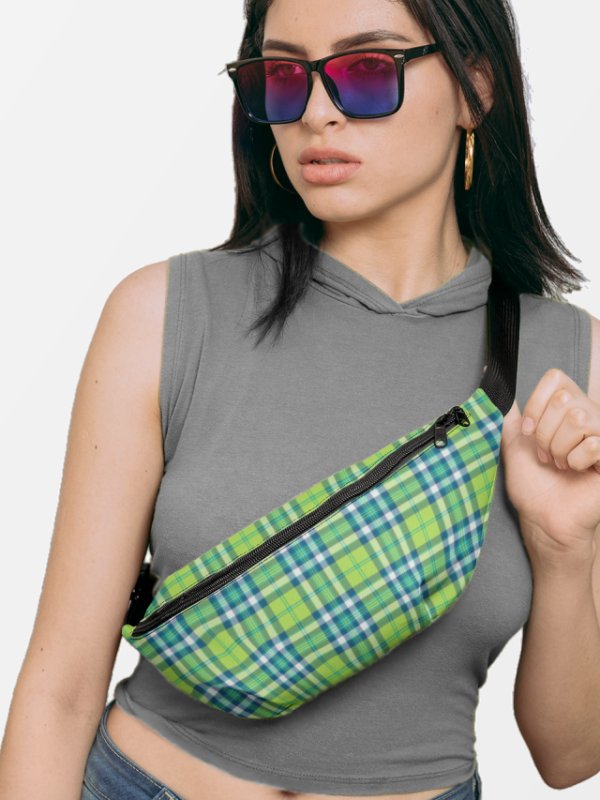 Lime Green and Turquoise Plaid Fanny Pack product image (1)