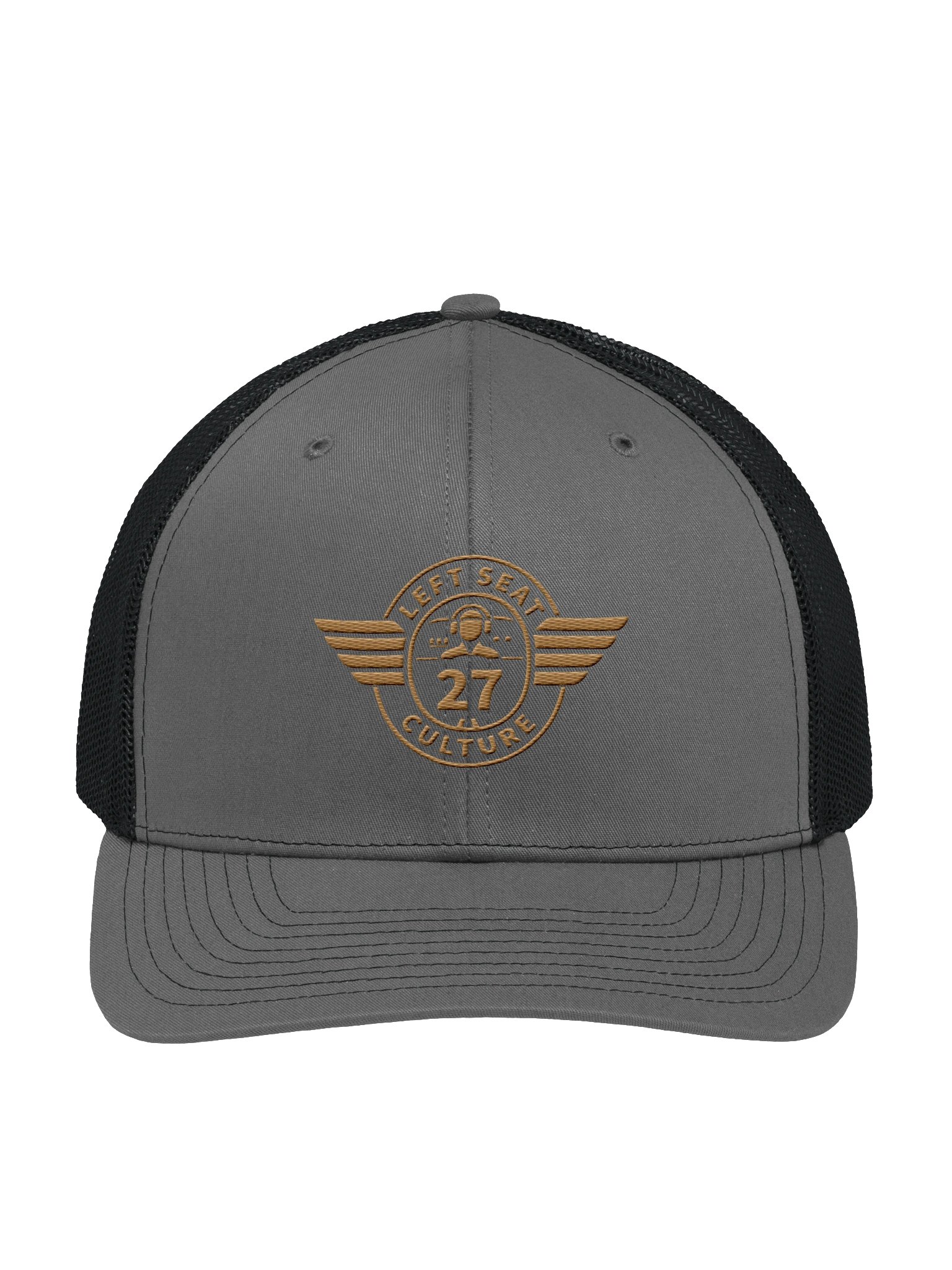Left Seat Culture Trucker Hat - Grey / Black / Gold product image (1)