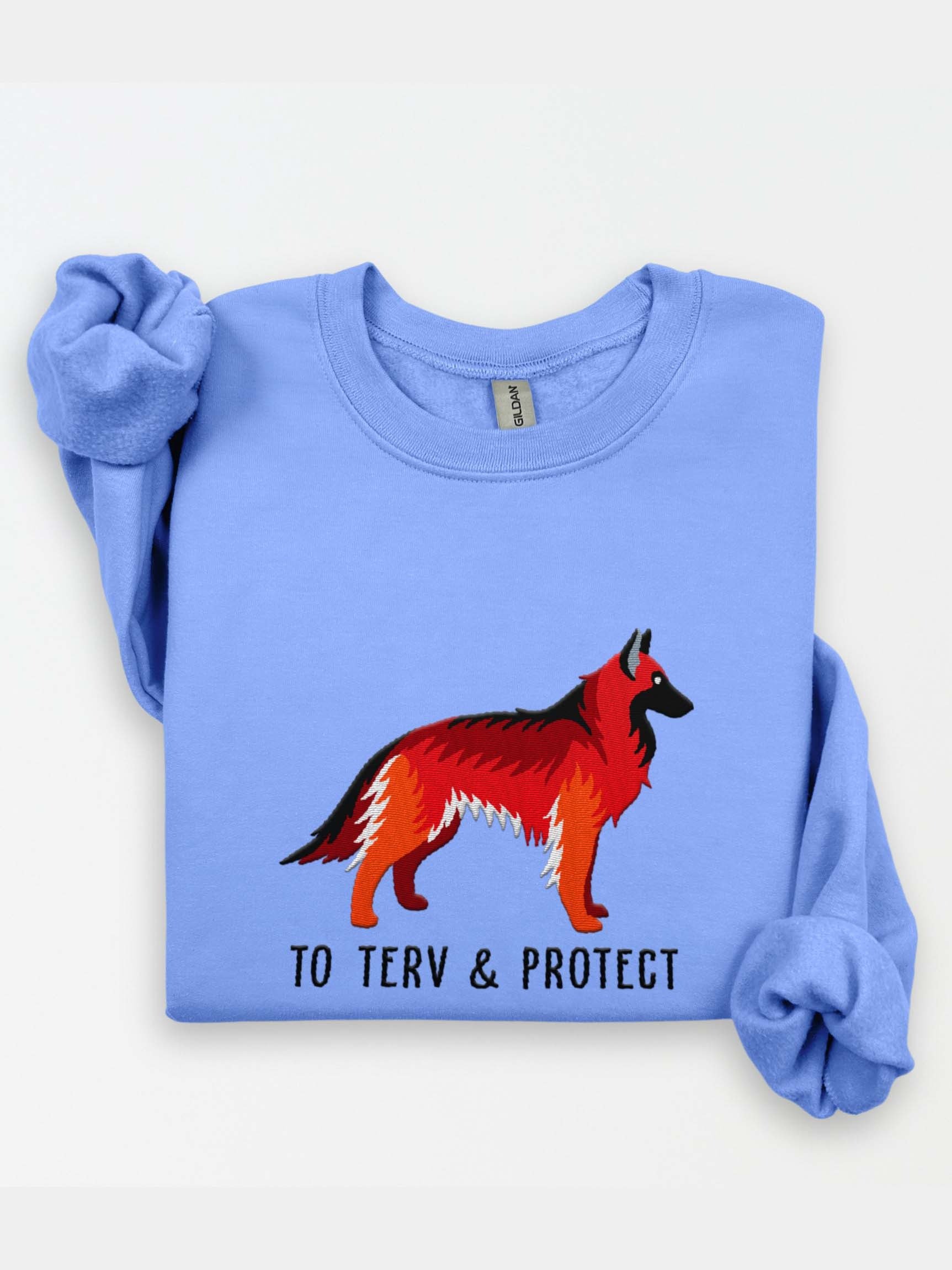 To Terv & Protect Sweatshirt (Embroidered) of a Belgian Tervuren(Red) product image (1)