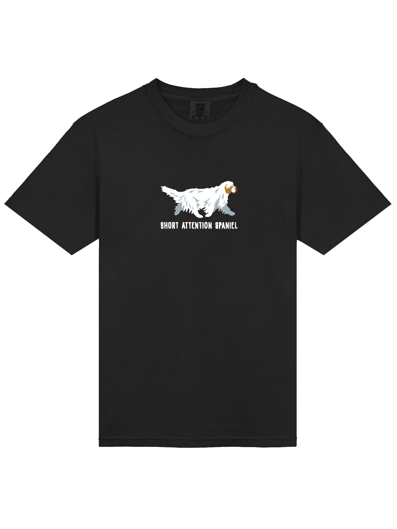 Short Attention Spaniel T-Shirt(Embroidered) of a Clumber Spaniel(Tan & White) product image (6)