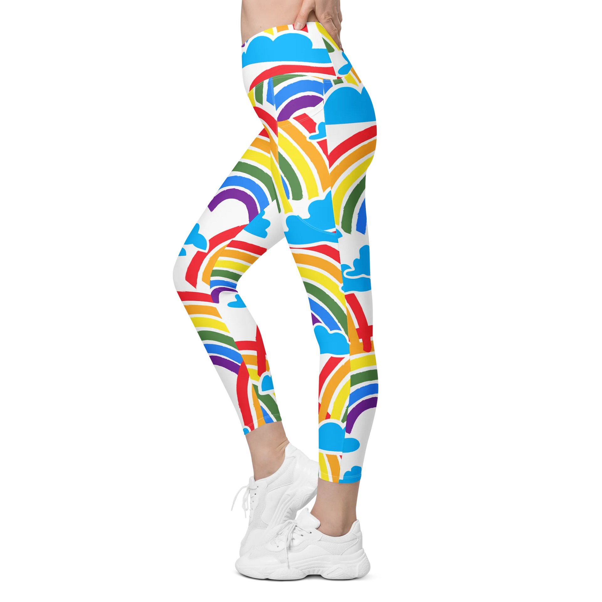 Whimsical Rainbow Crossover Leggings with Pockets product image (4)
