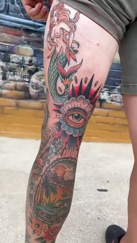 Been keeping this one under wraps. Started my leg sleeve at the beginning of the year and have hitting it hard with @rioriley...