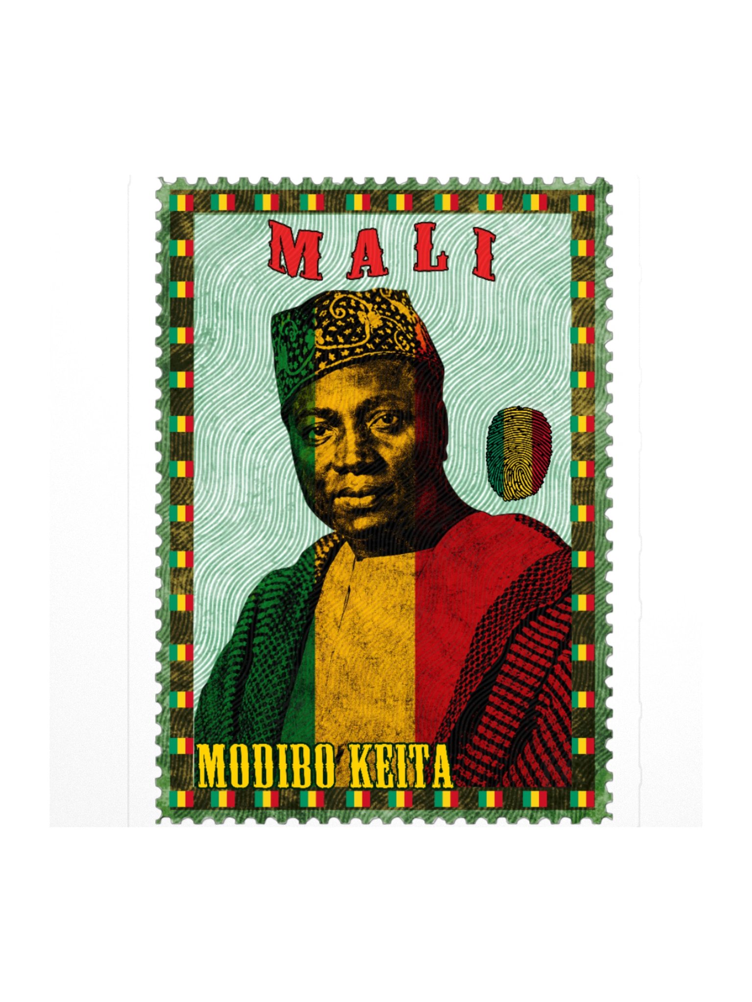 Modibo Keïta Mali Vintage Postage Stamp Sticker product image (1)