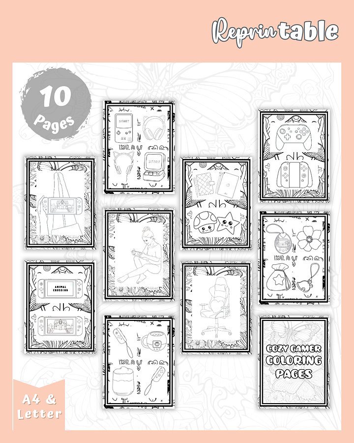 Cozy Up and Color - Cozy Gamer Coloring Pages product image (2)
