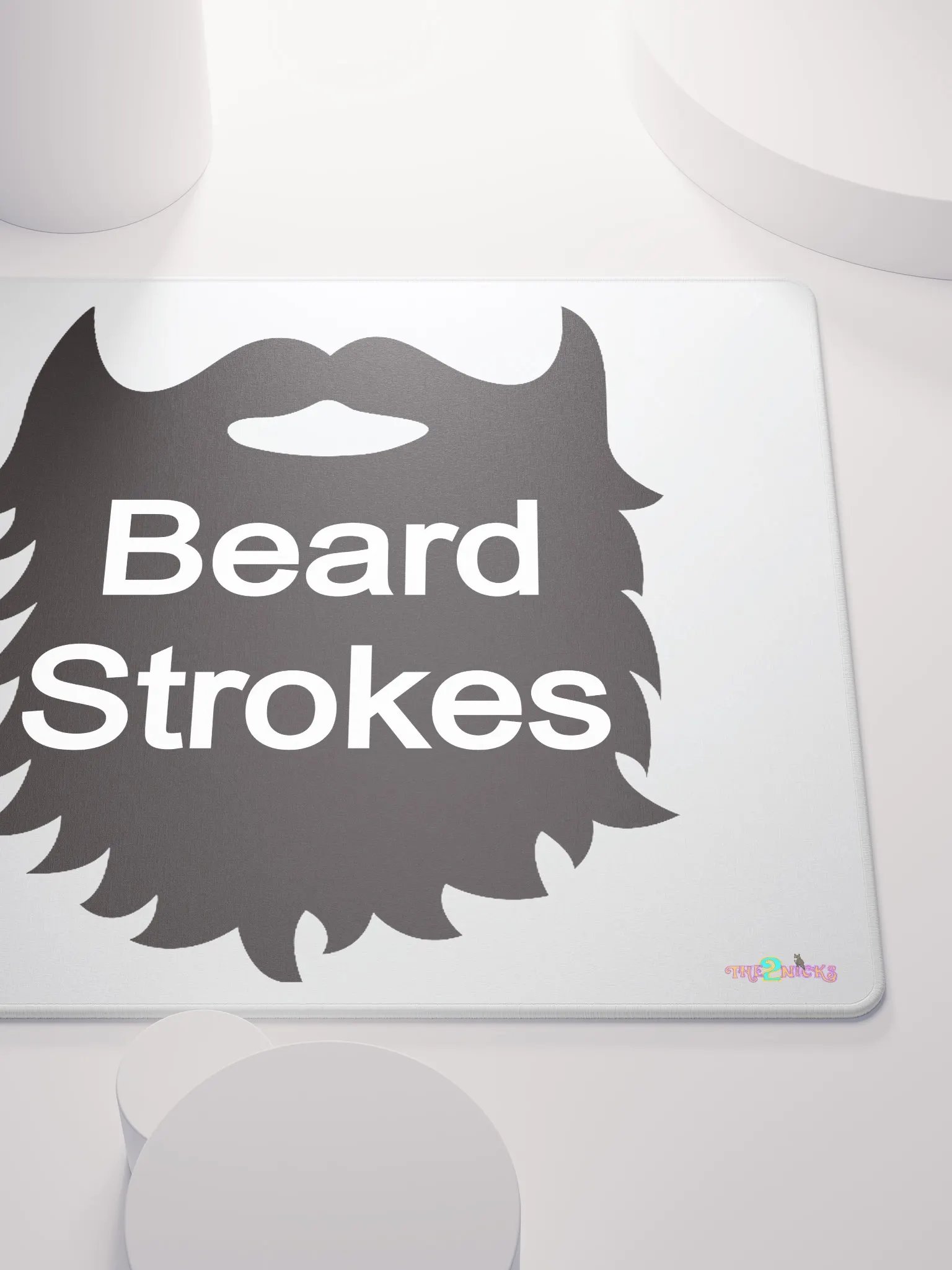 Black Beard Strokes Gaming Mouse Pad (White) product image (5)