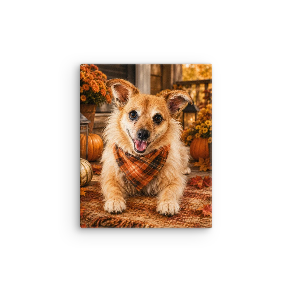 Cozy Autumn Dog Canvas Wall Art product image (1)