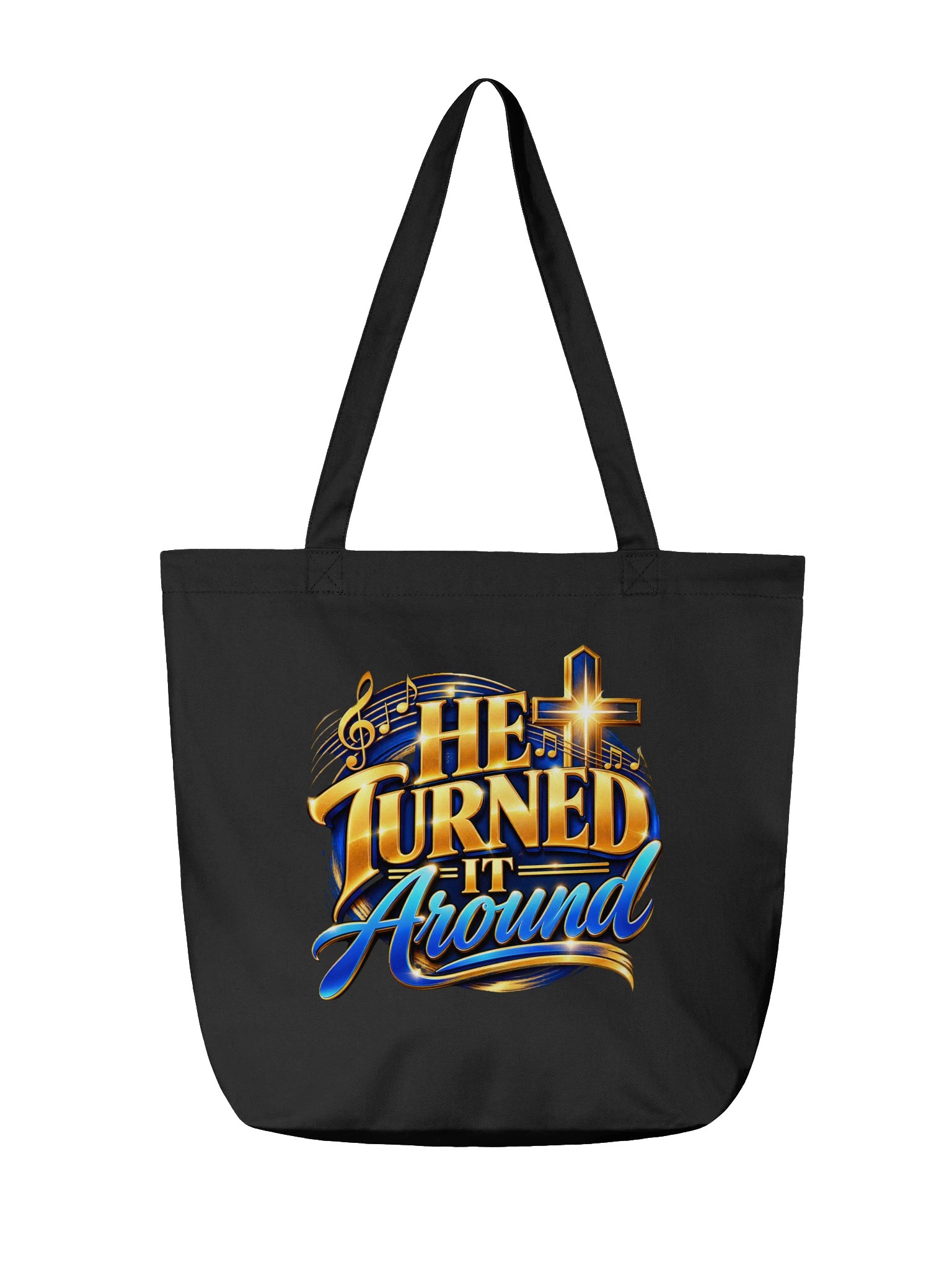 He Turned It Around Cross Music Tote product image (2)